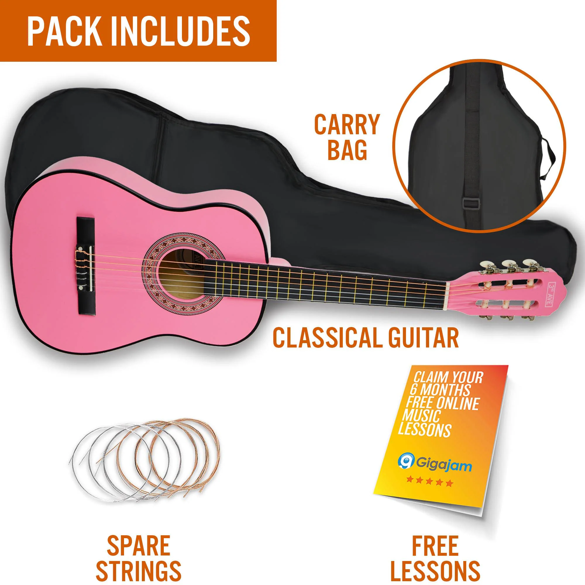3rd Avenue 1/2 Size Classical Guitar Pack - Image 21