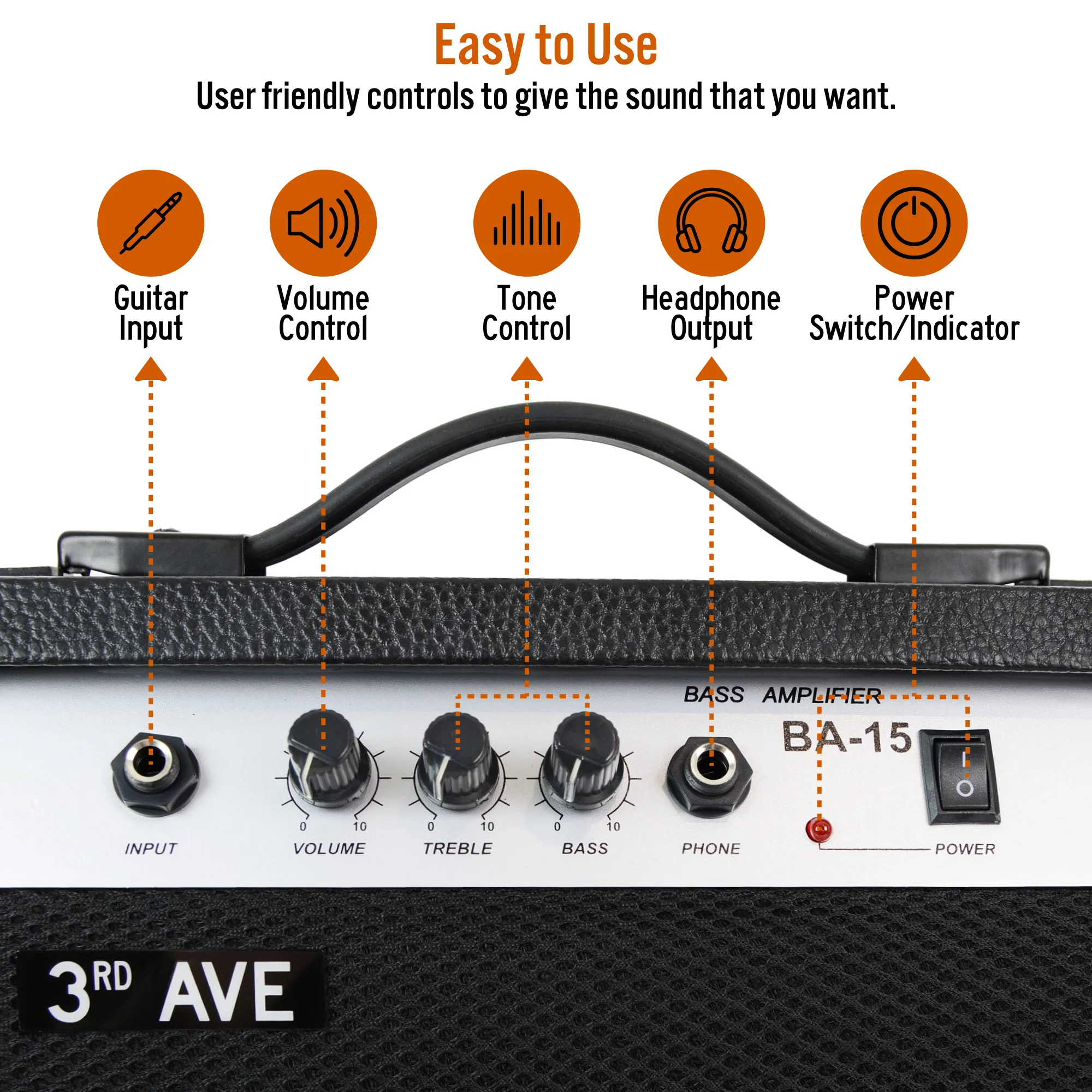 3rd Avenue 15 Watt Bass Guitar Amp - Image 3
