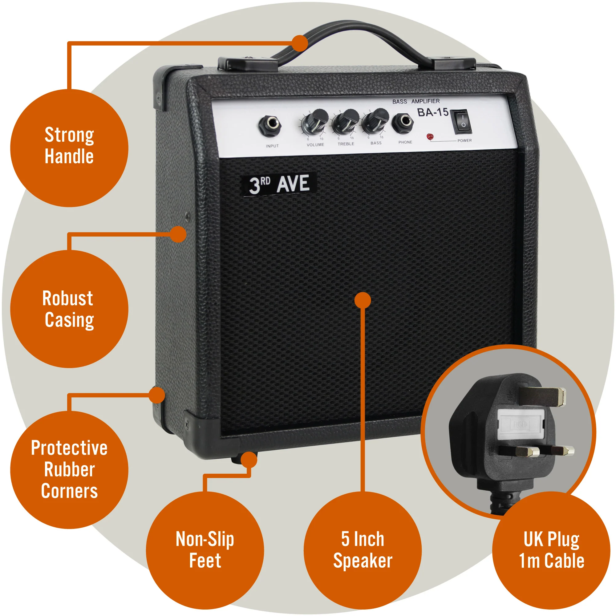 3rd Avenue 15 Watt Bass Guitar Amp - Image 4