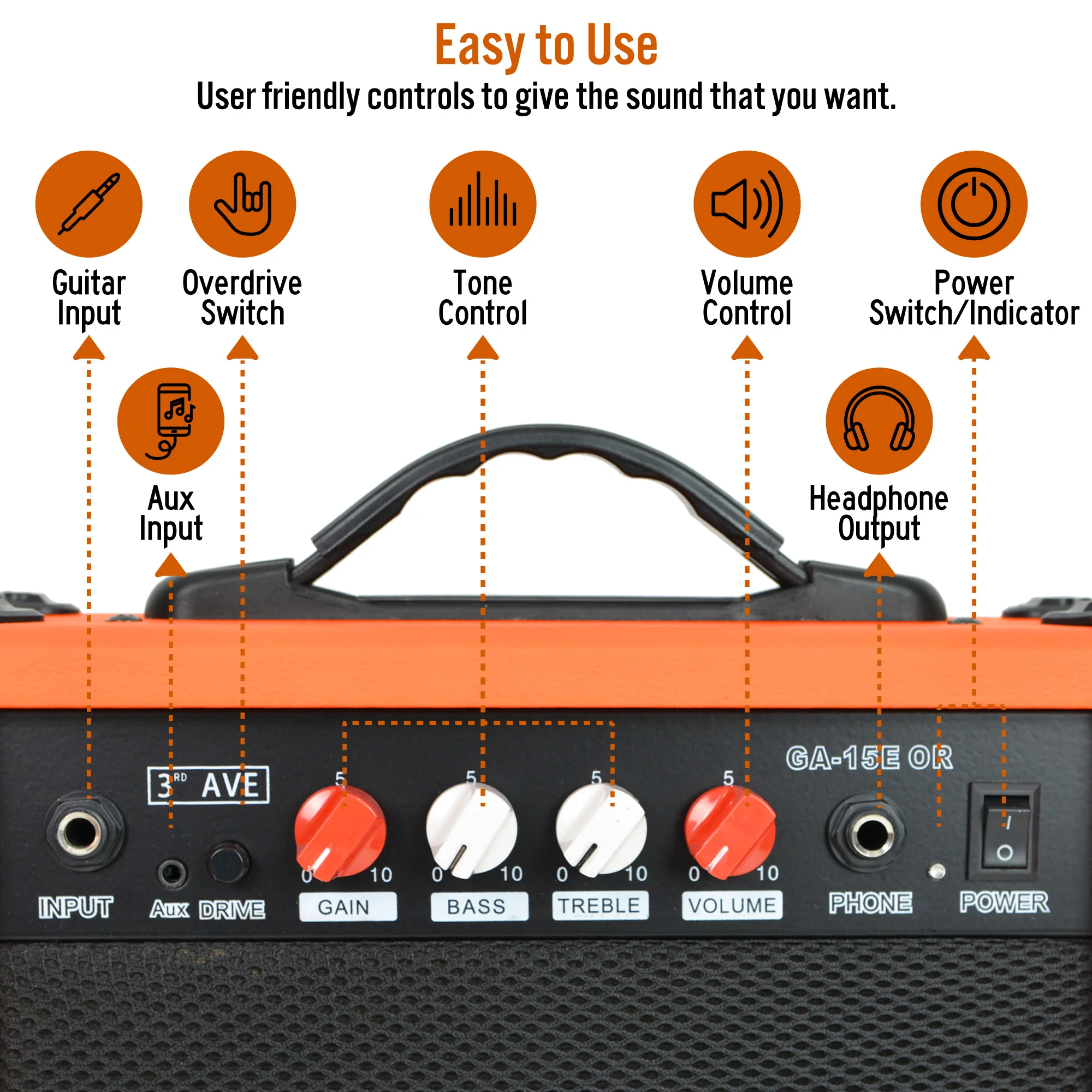 3rd Avenue 15 Watt Electric Guitar Amp - Image 5