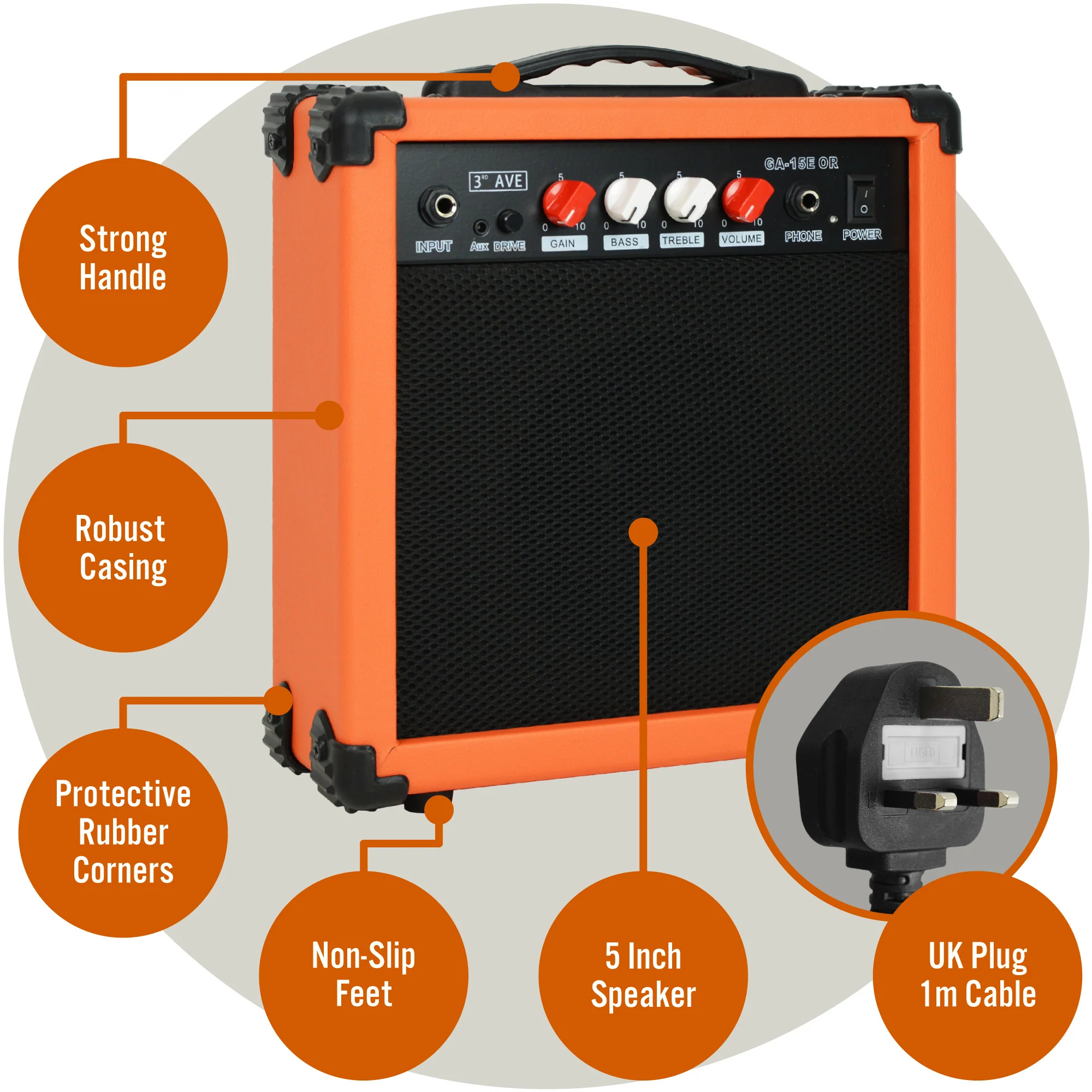 3rd Avenue 15 Watt Electric Guitar Amp - Image 6
