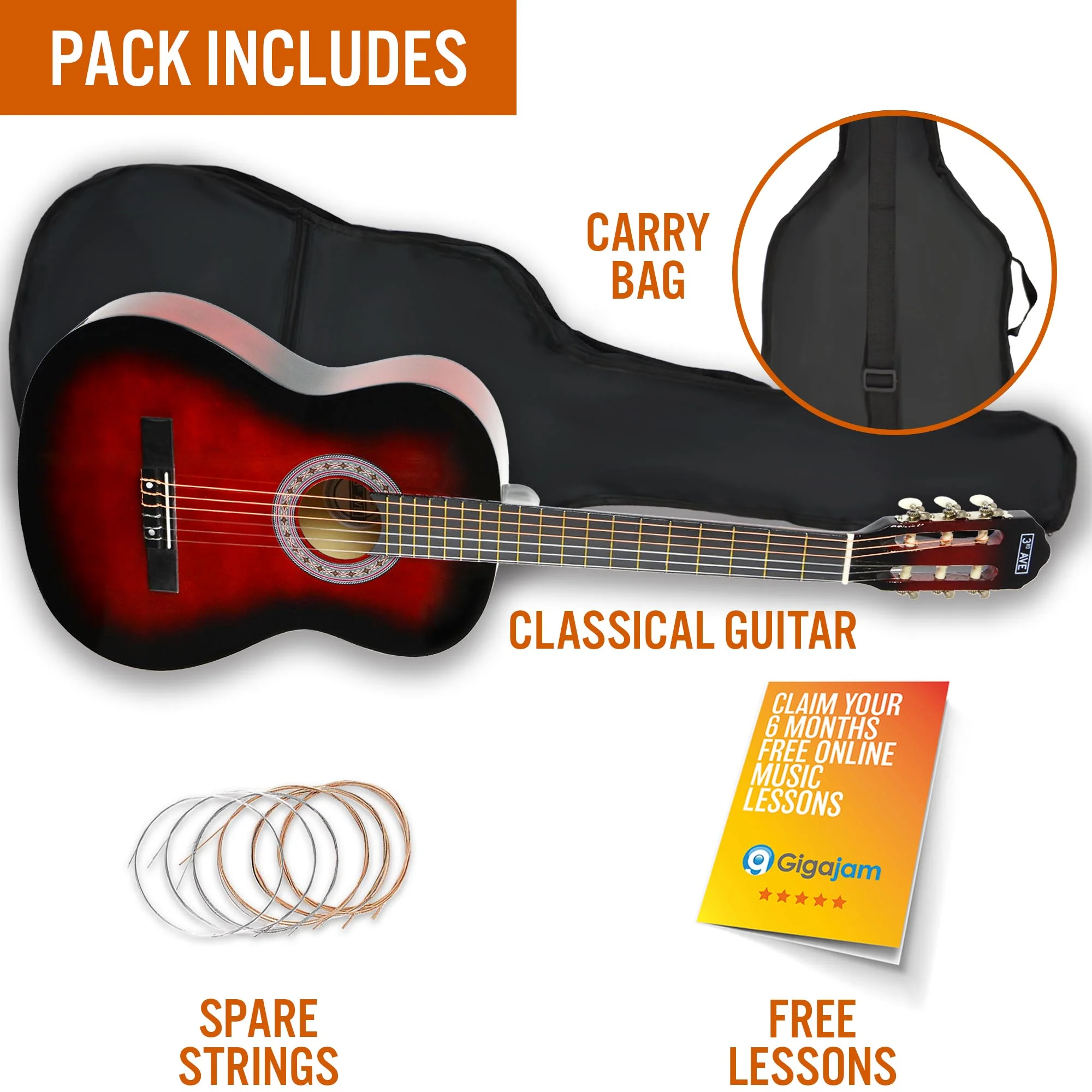 3rd Avenue 3/4 Size Classical Guitar Pack - Image 22
