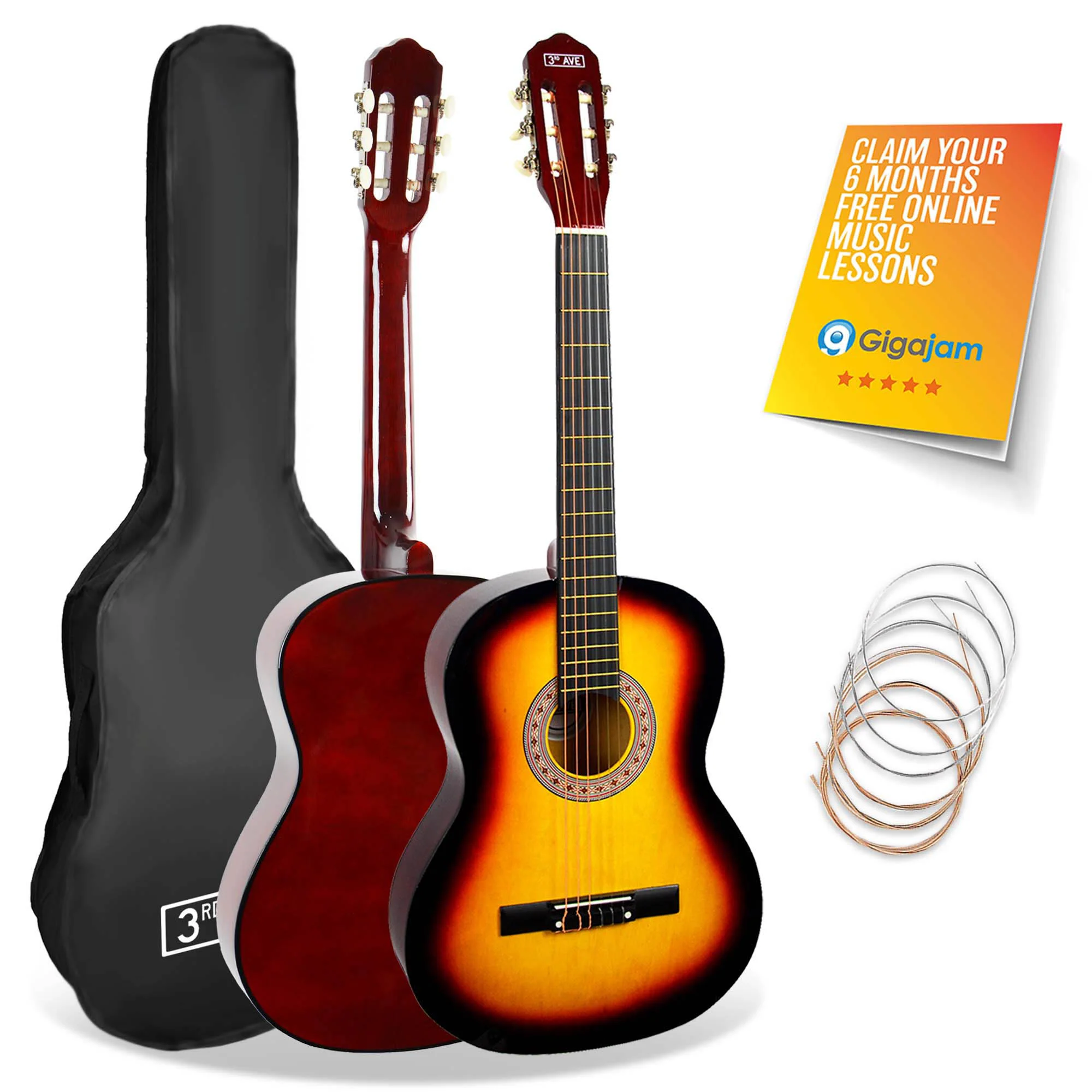 3rd Avenue 3/4 Size Classical Guitar Pack - Image 5
