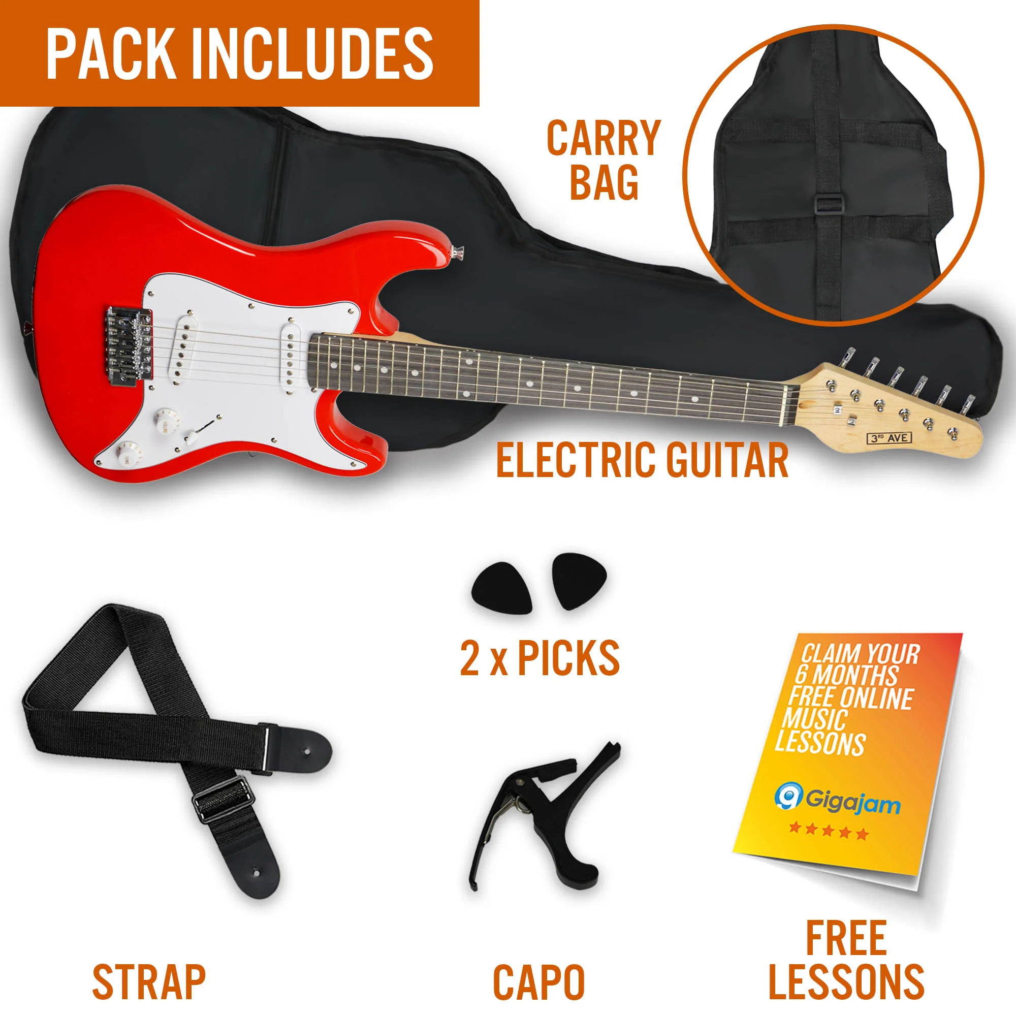 3rd Avenue 3/4 Size Electric Guitar - Image 10