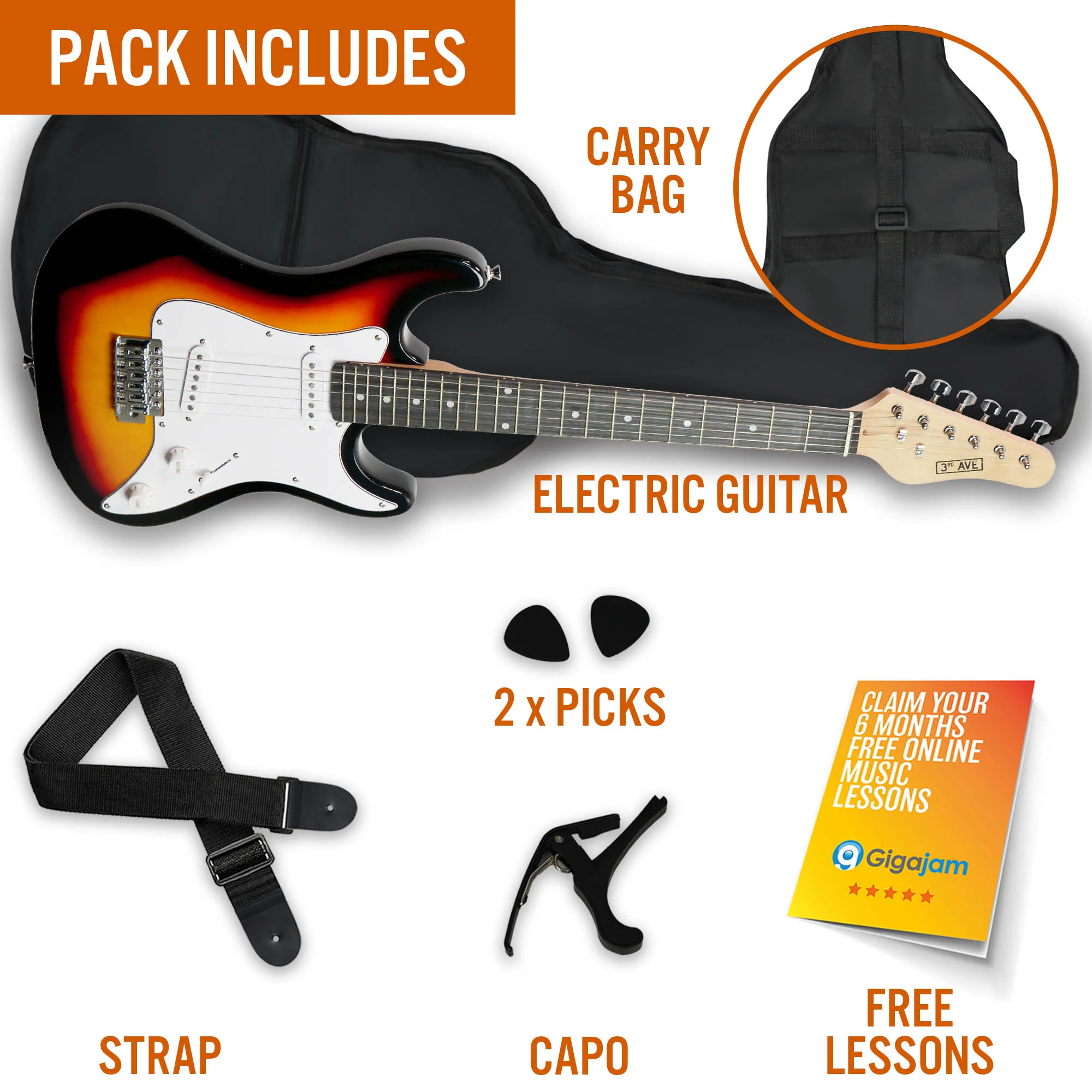 3rd Avenue 3/4 Size Electric Guitar - Image 15