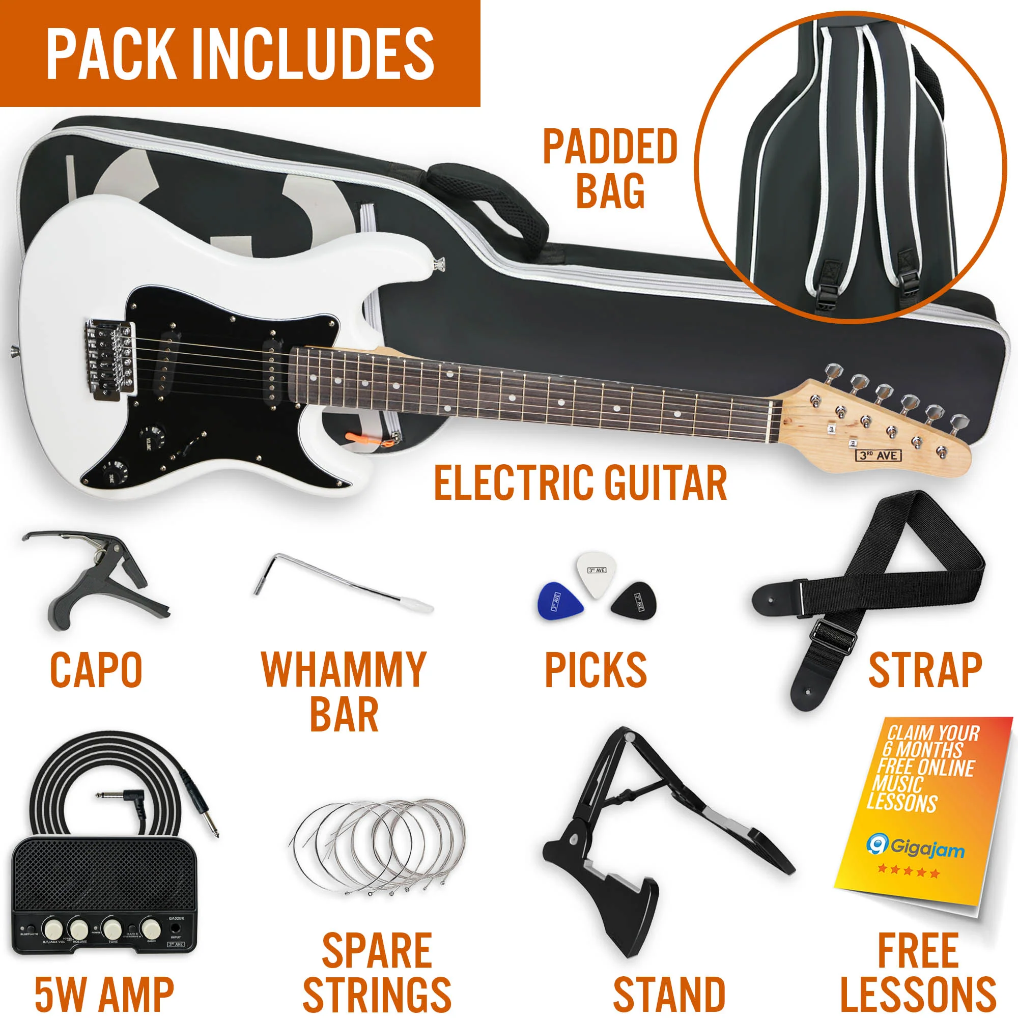 3rd Avenue 3/4 Size Electric Guitar Pack with Amp - Image 11