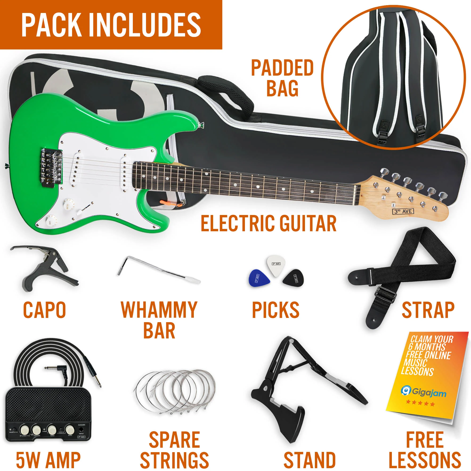 3rd Avenue 3/4 Size Electric Guitar Pack with Amp - Image 28