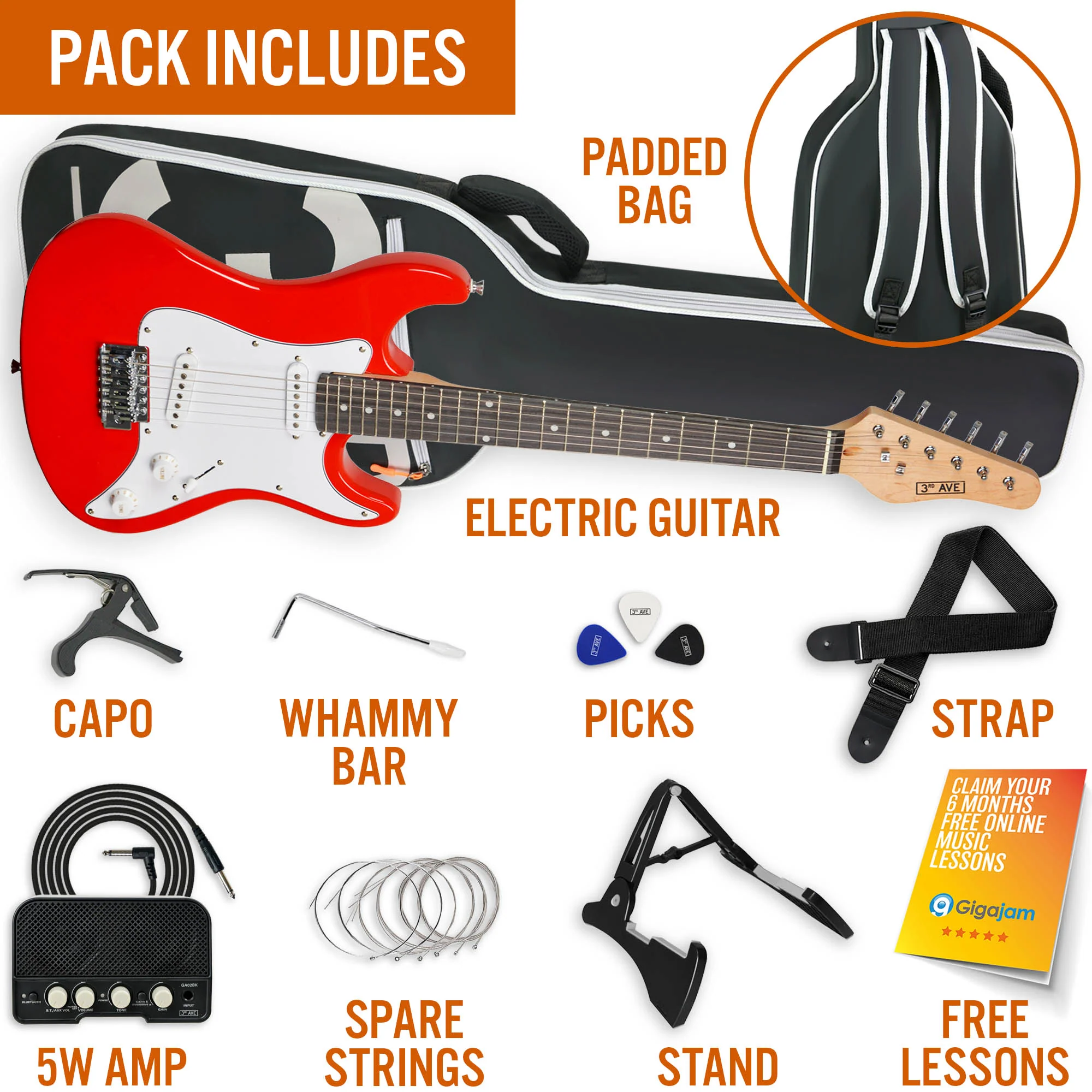 3rd Avenue 3/4 Size Electric Guitar Pack with Amp - Image 33