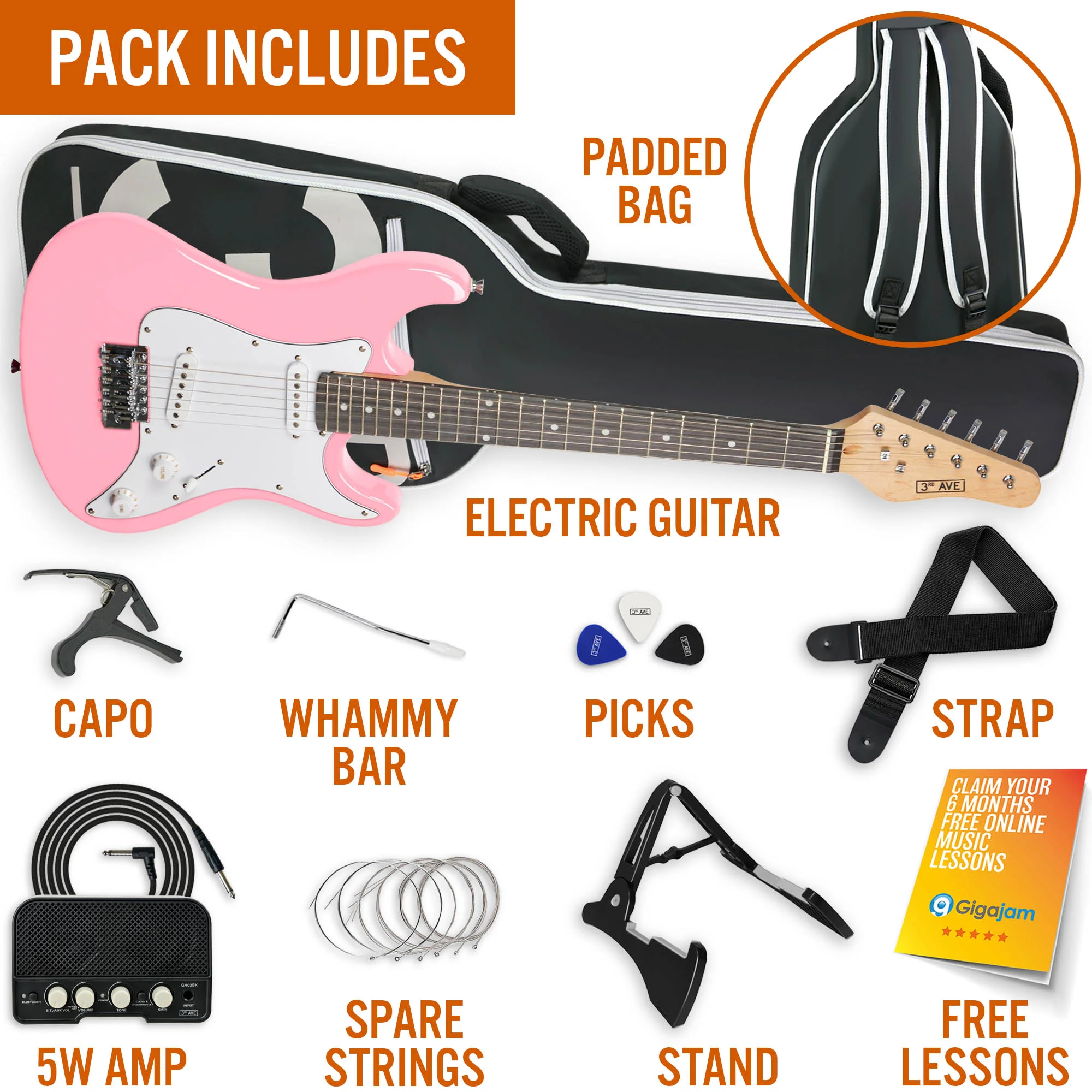 3rd Avenue 3/4 Size Electric Guitar Pack with Amp - Image 39