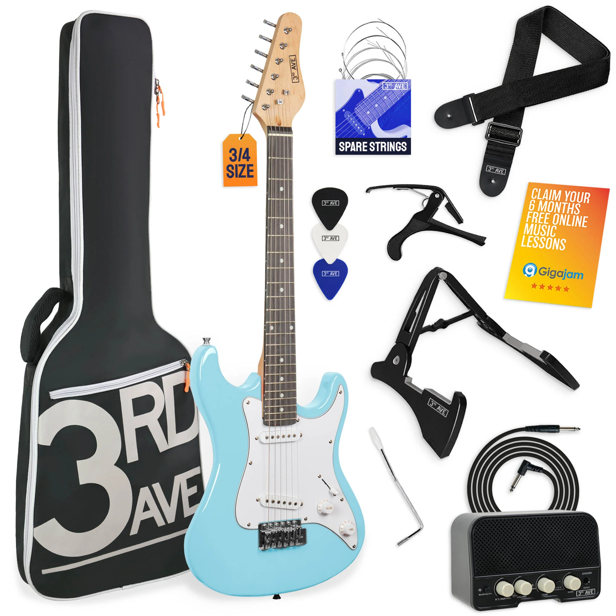 3rd Avenue 3/4 Size Electric Guitar Pack with Amp - Image 43