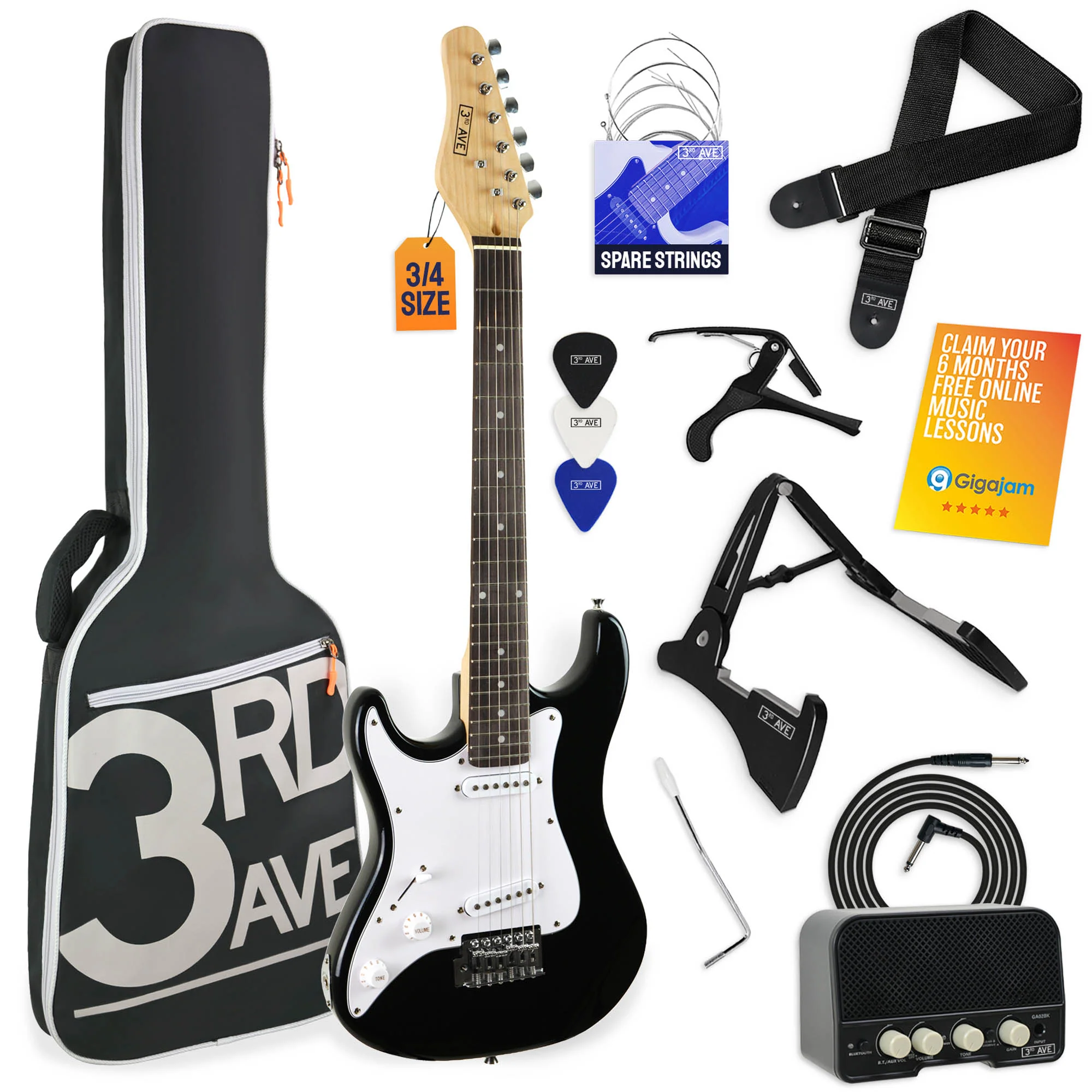 3rd Avenue 3/4 Size Electric Guitar with Amp - Left Hand