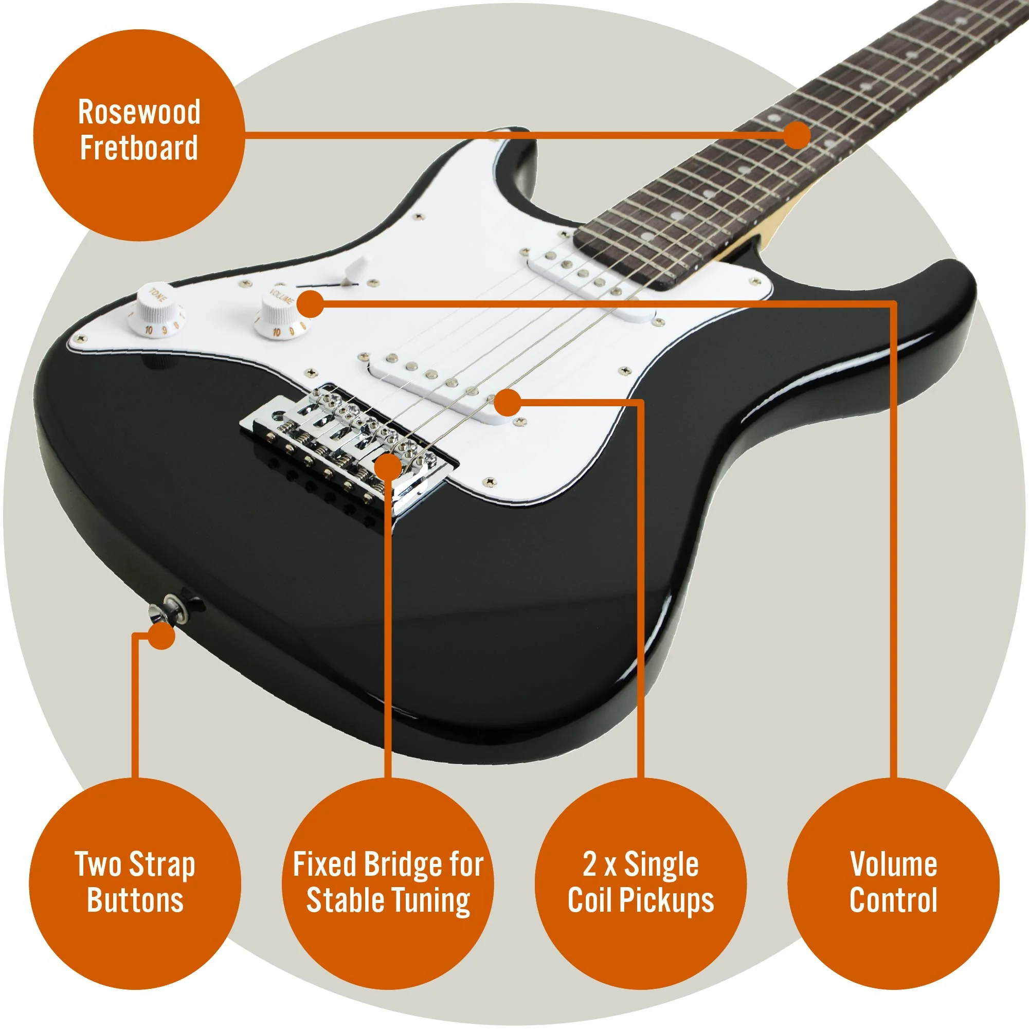 3rd Avenue 3/4 Size Electric Guitar with Amp - Left Hand - Image 4