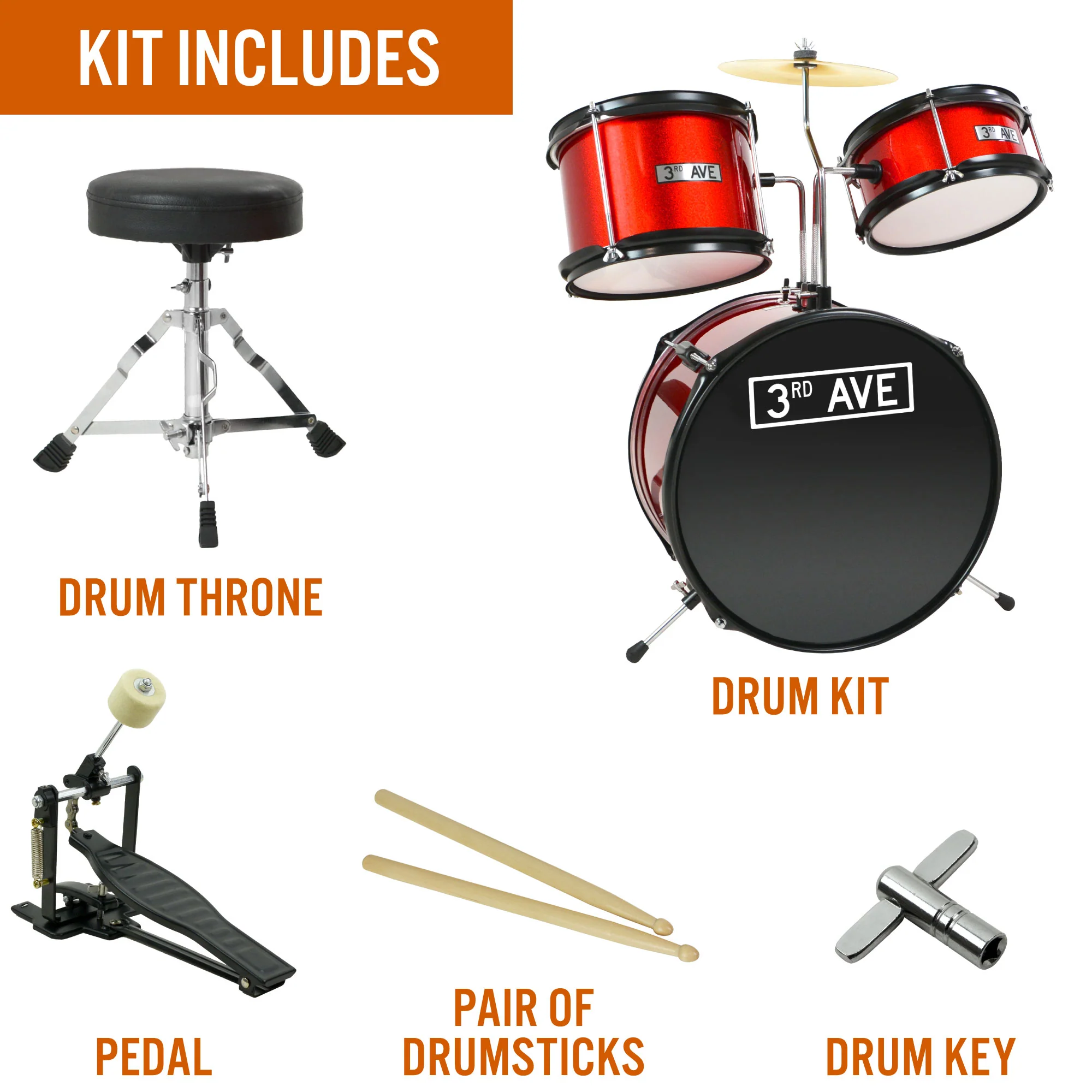 3rd Avenue 3 Piece Junior Drum Kit - Image 5