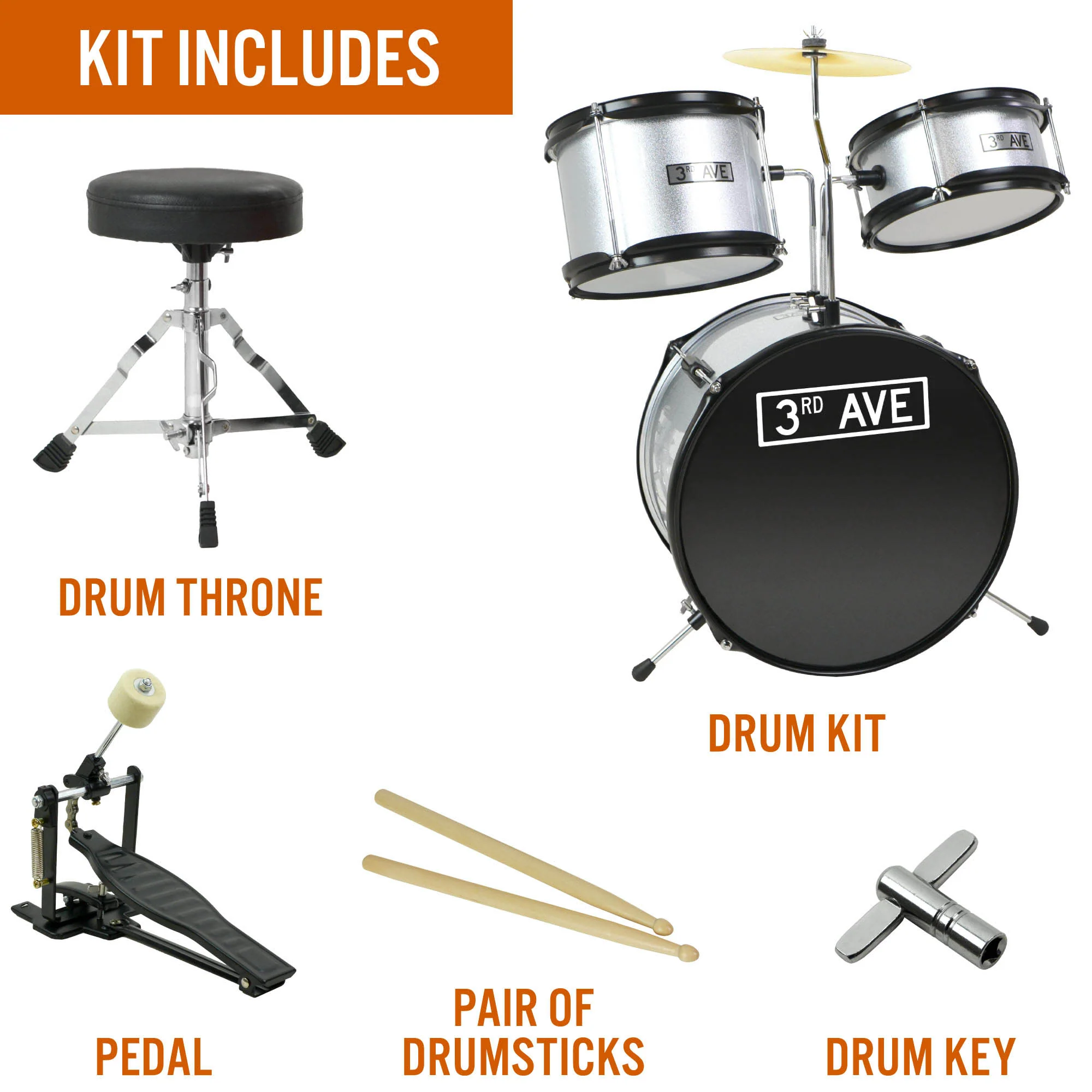 3rd Avenue 3 Piece Junior Drum Kit - Image 8