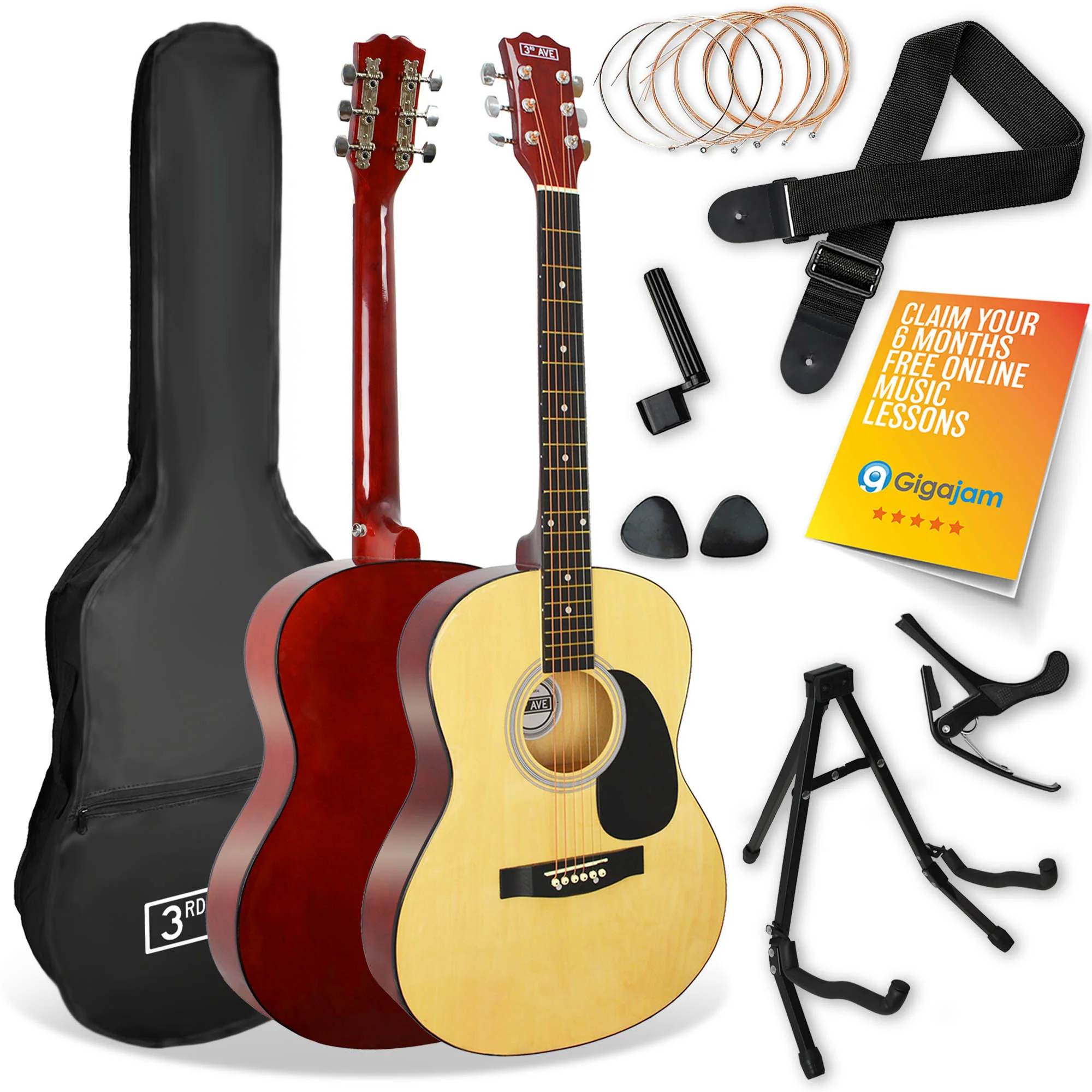 3rd Avenue Full Size Acoustic Guitar Premium Pack - Image 3
