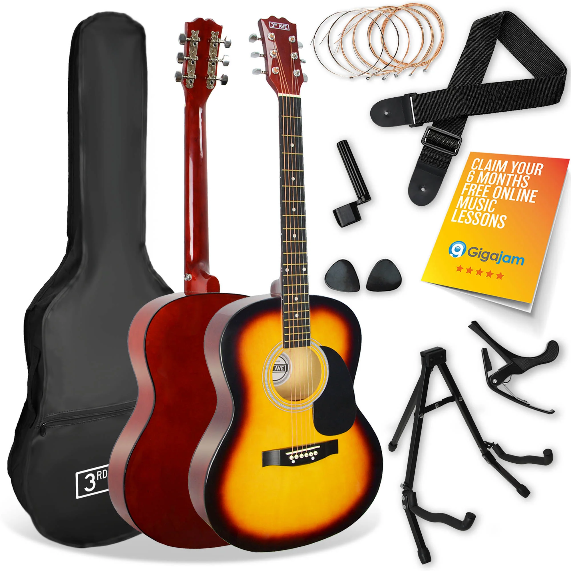 3rd Avenue Full Size Acoustic Guitar Premium Pack - Image 4