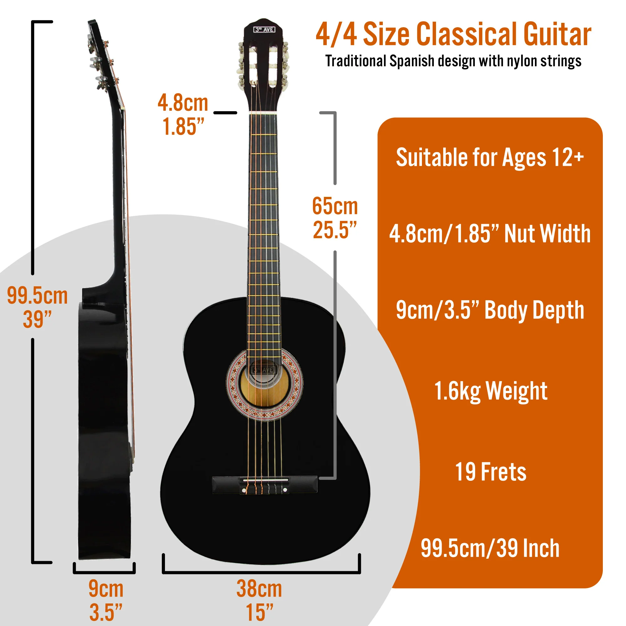 3rd Avenue Full Size Classical Guitar Pack - Image 16