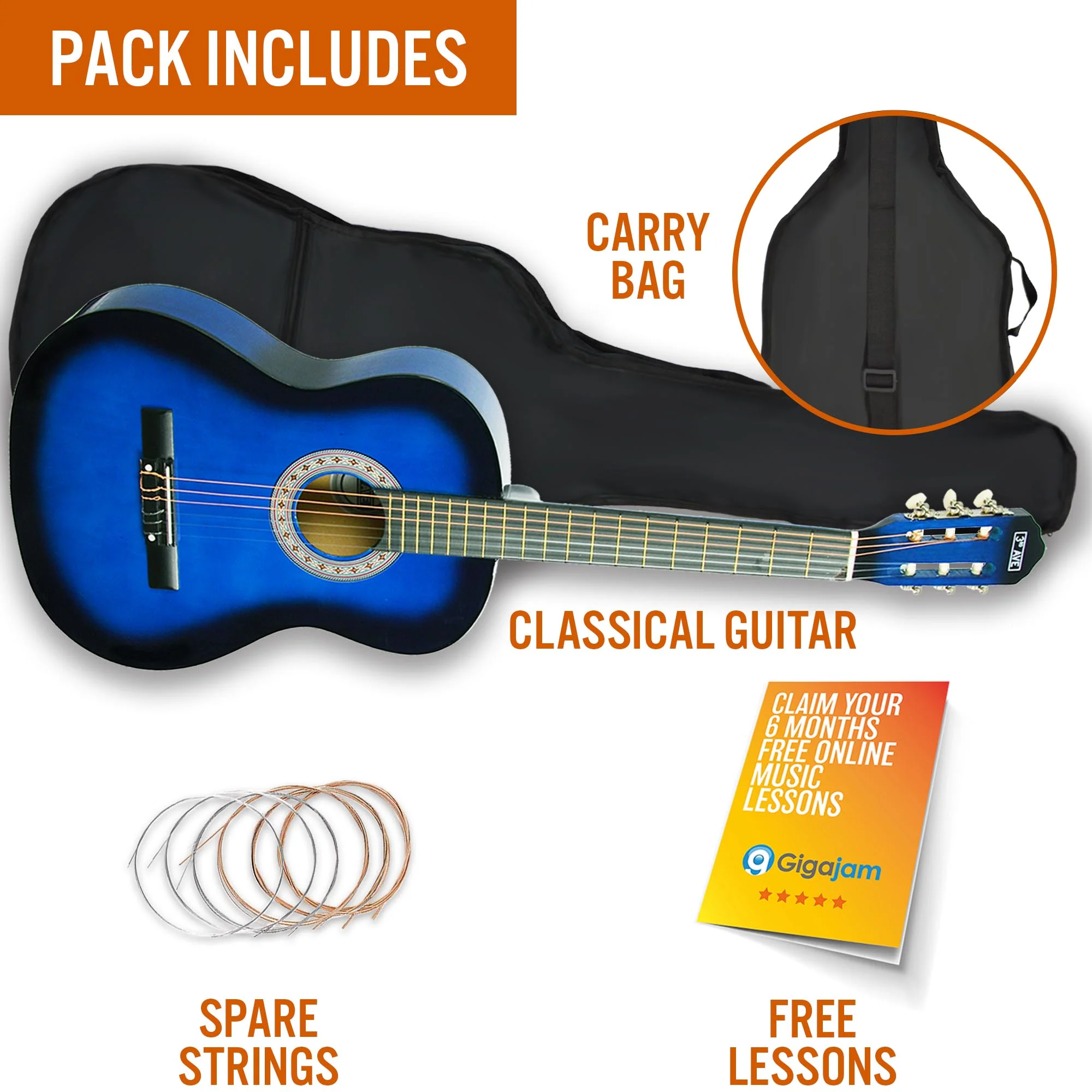 3rd Avenue Full Size Classical Guitar Pack - Image 7