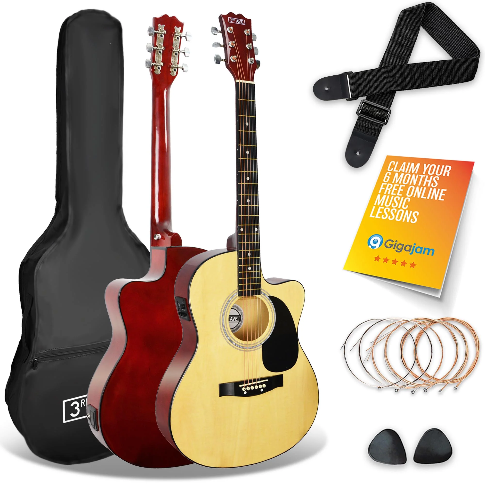 3rd Avenue Full Size Cutaway Electro Acoustic Guitar Pack - Image 3