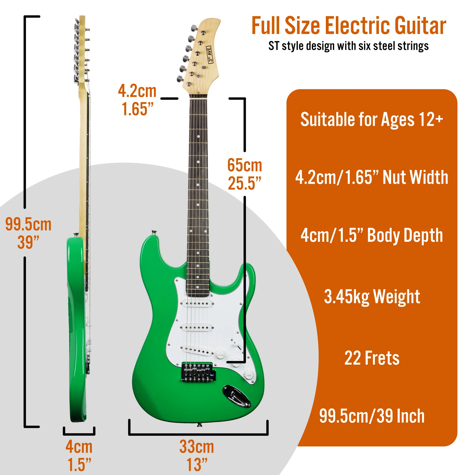 3rd Avenue Full Size Electric Guitar Pack with Amp - Image 15