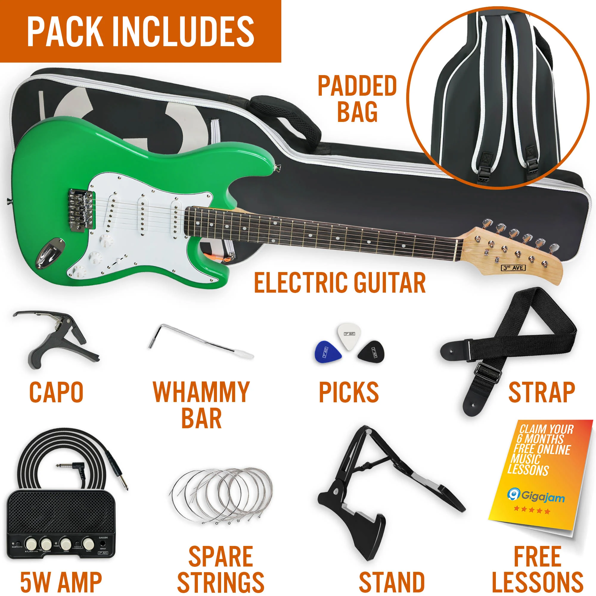 3rd Avenue Full Size Electric Guitar Pack with Amp - Image 16