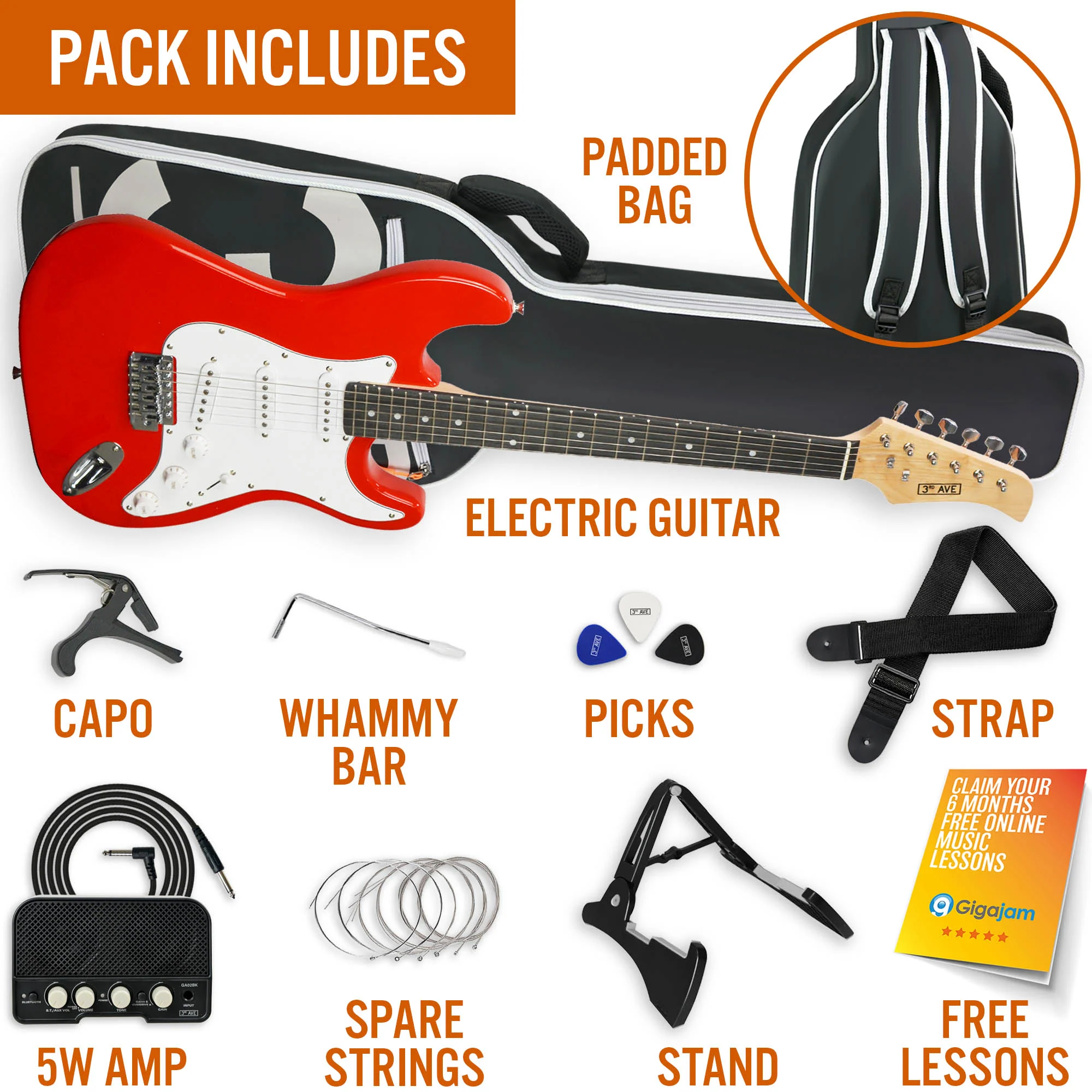 3rd Avenue Full Size Electric Guitar Pack with Amp - Image 21