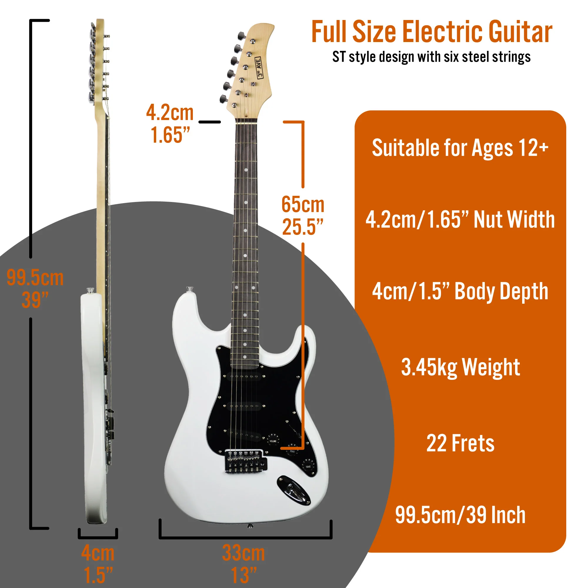 3rd Avenue Full Size Electric Guitar Pack with Amp - Image 32