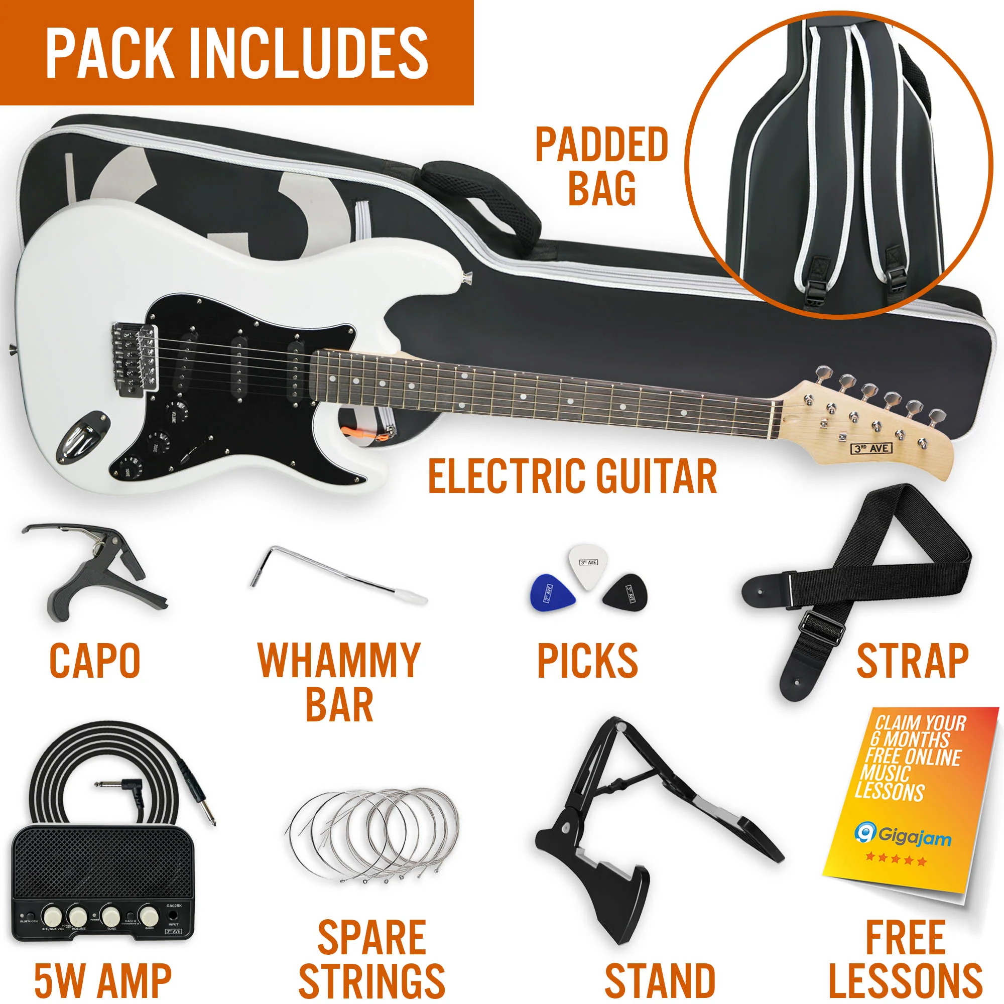 3rd Avenue Full Size Electric Guitar Pack with Amp - Image 33