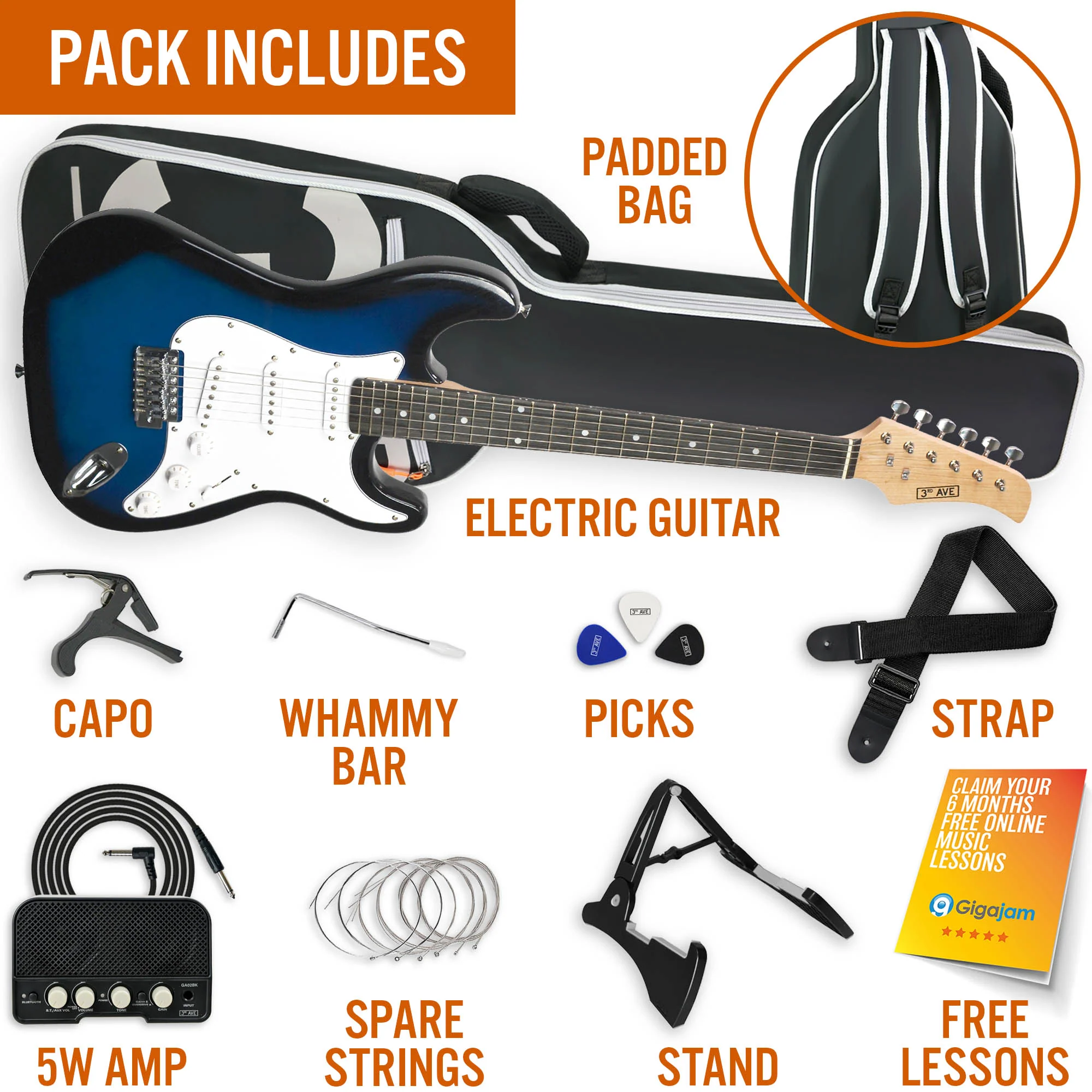 3rd Avenue Full Size Electric Guitar Pack with Amp - Image 4