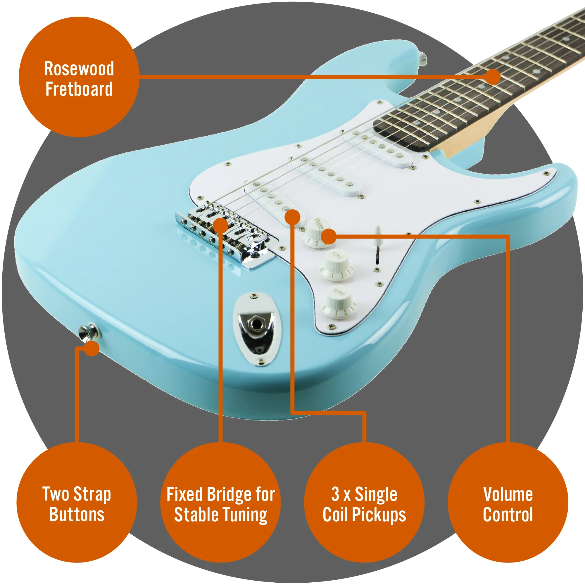 3rd Avenue Full Size Electric Guitar Pack with Amp - Image 40