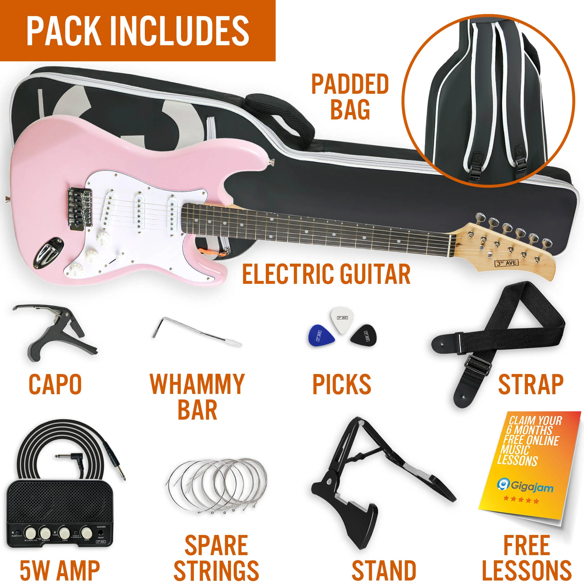 3rd Avenue Full Size Electric Guitar Pack with Amp - Image 45