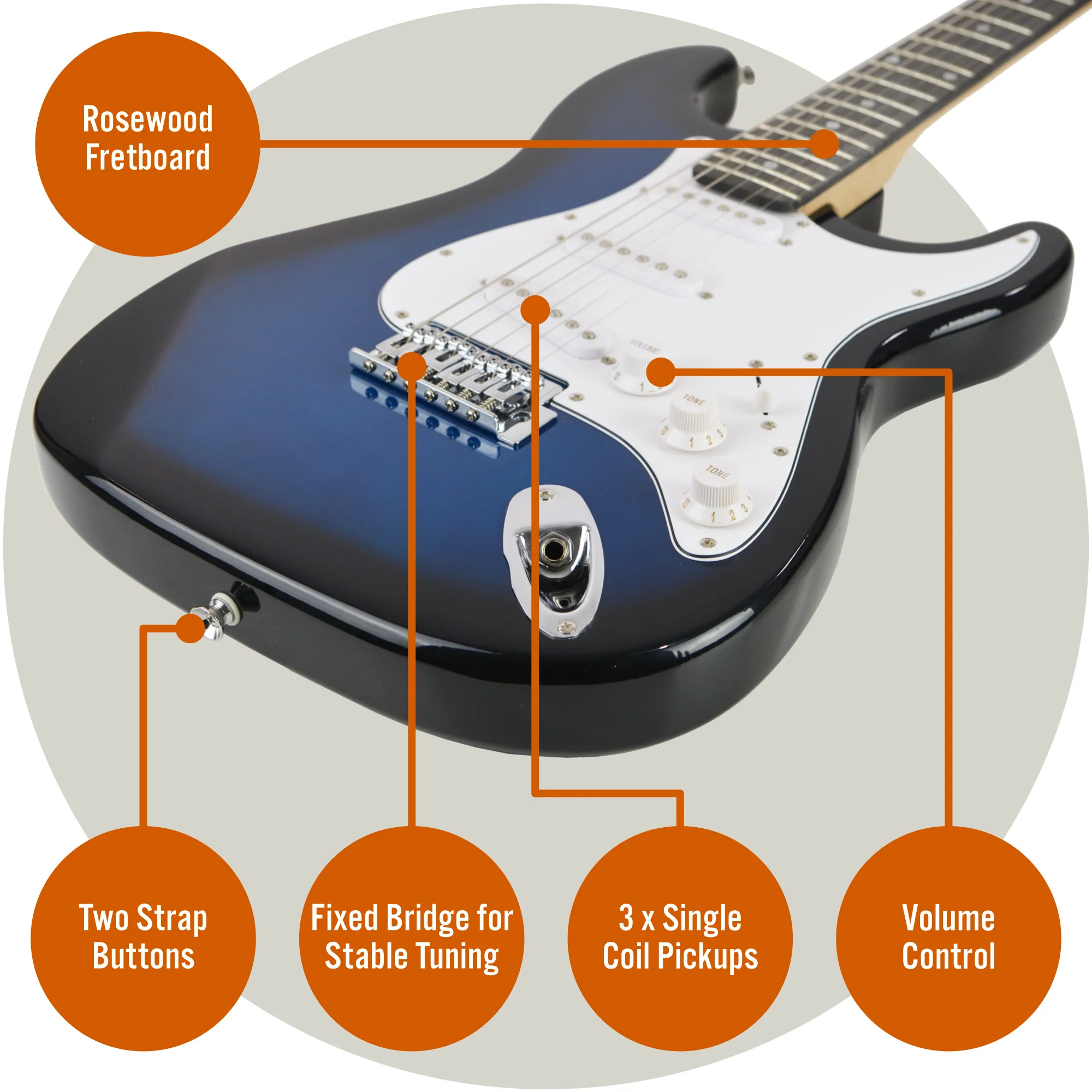 3rd Avenue Full Size Electric Guitar Pack with Amp - Image 5