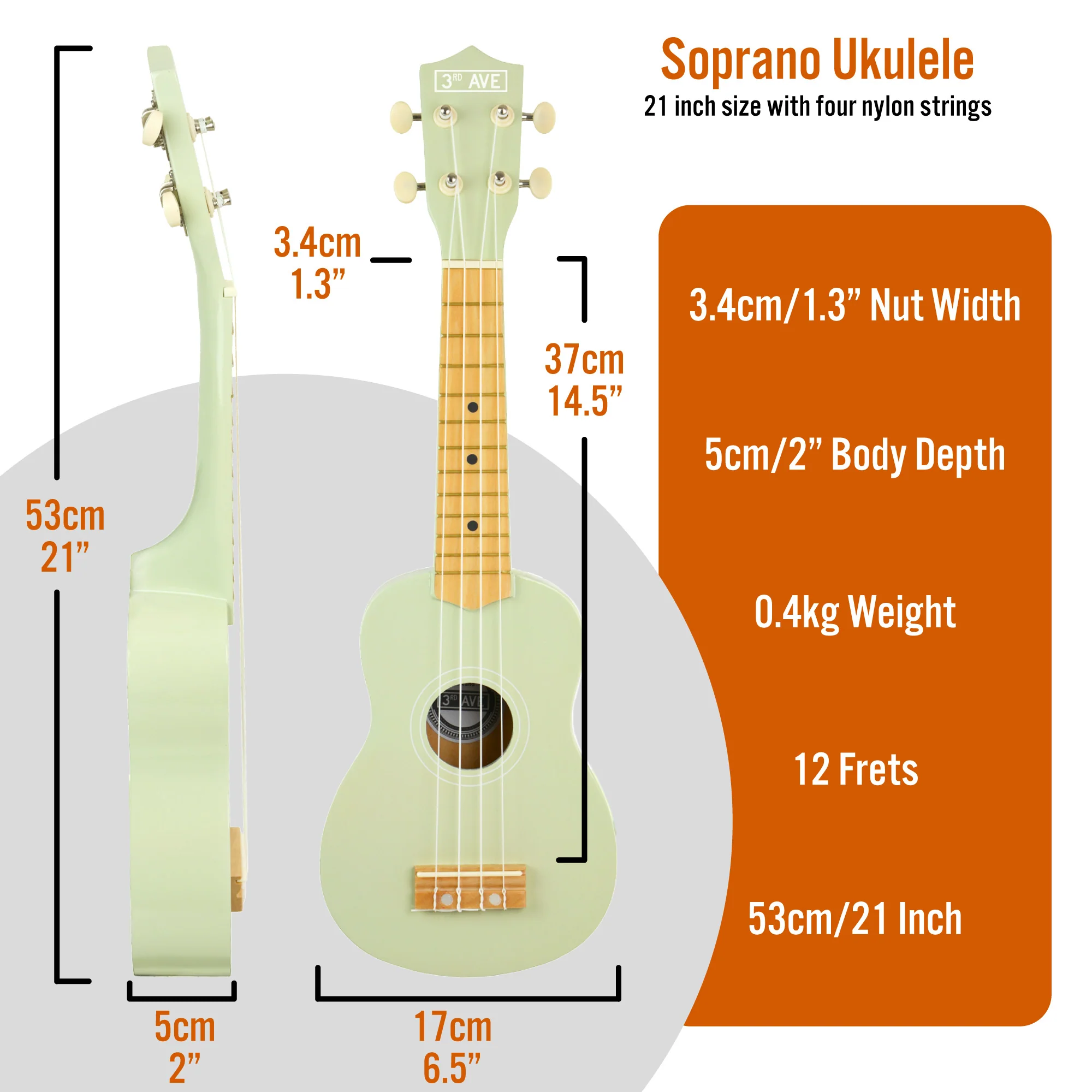 3rd Avenue Pastel Soprano Ukulele with Bag - Image 14