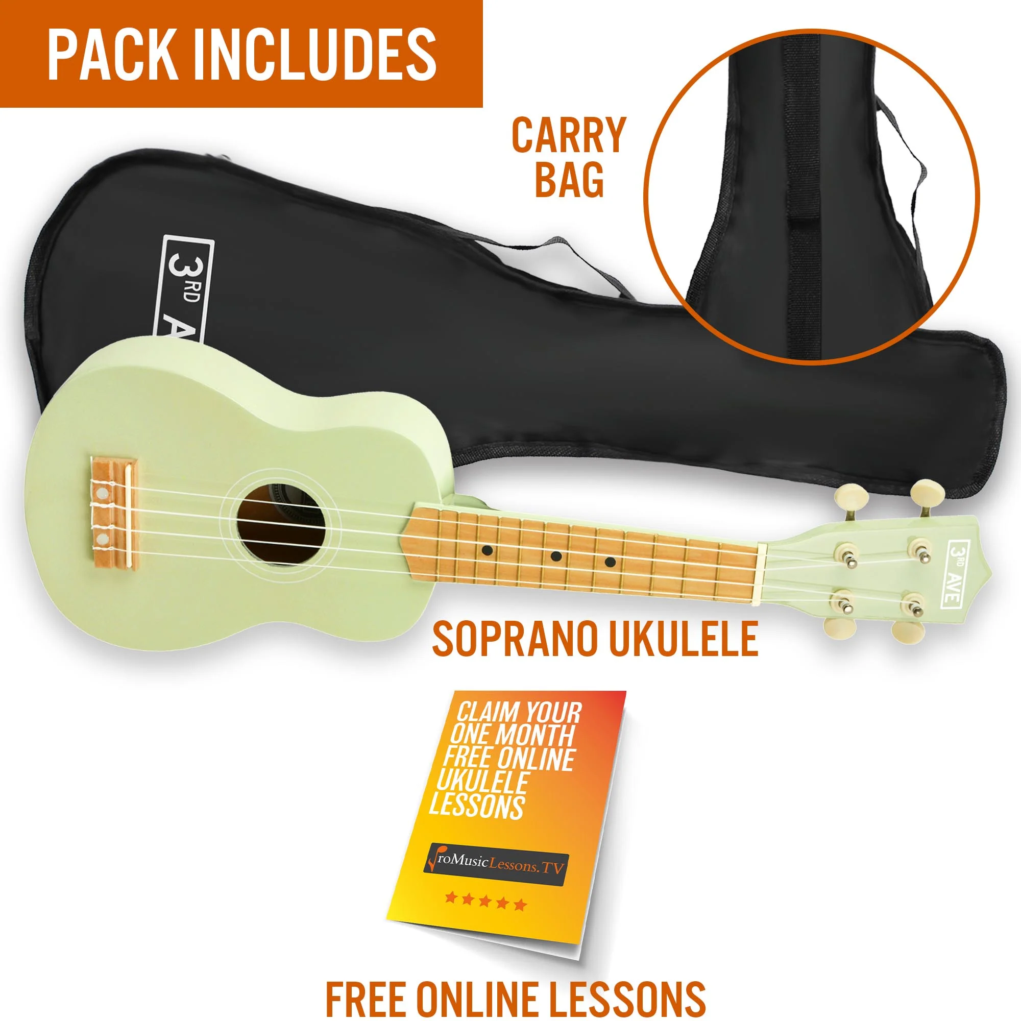 3rd Avenue Pastel Soprano Ukulele with Bag - Image 15