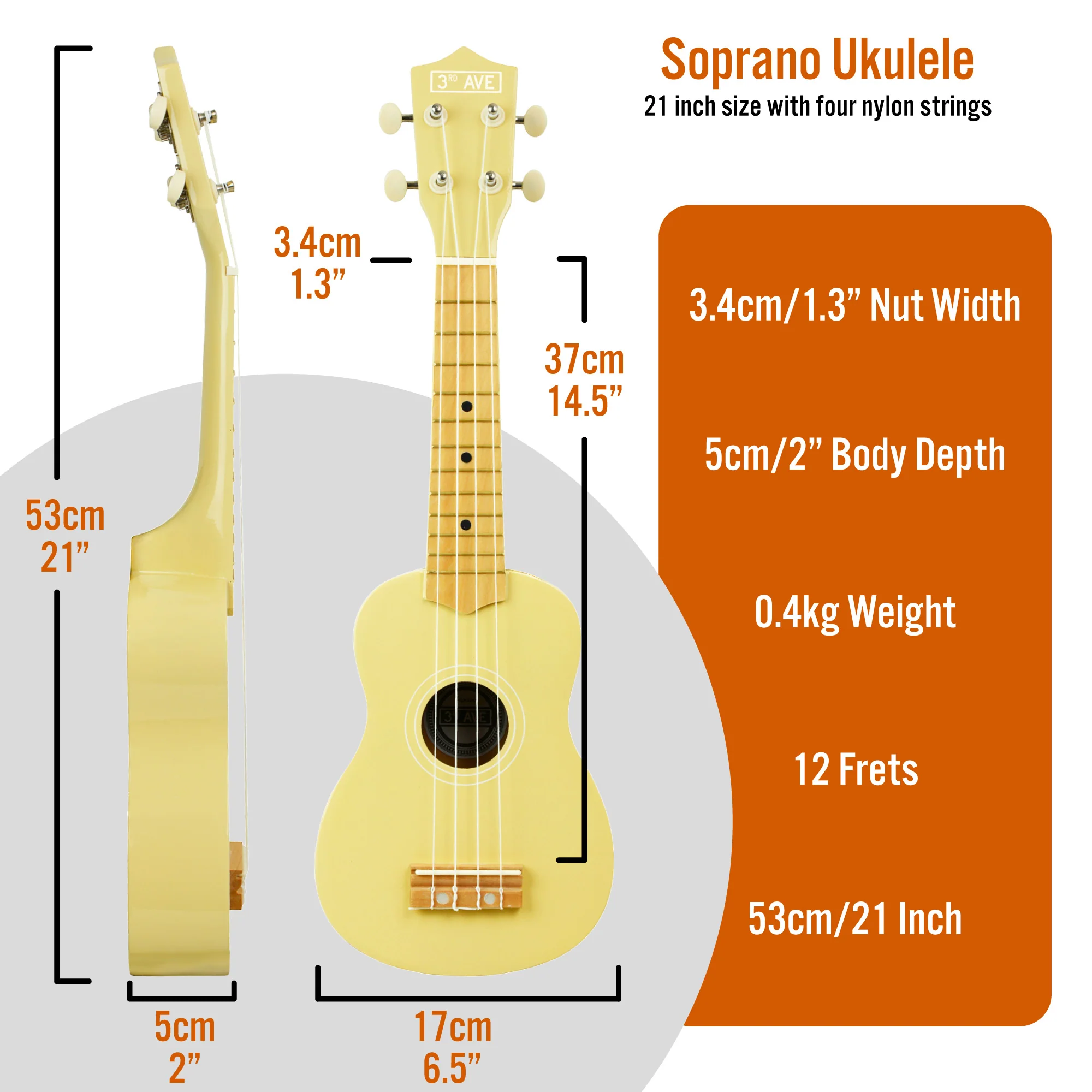 3rd Avenue Pastel Soprano Ukulele with Bag - Image 9
