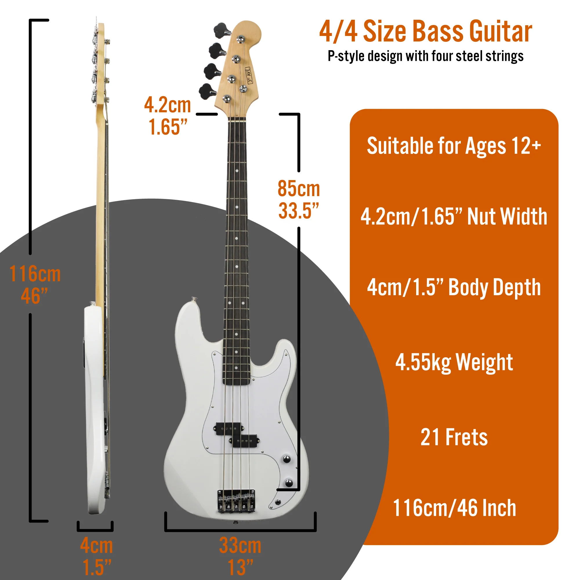 3rd Avenue Electric Bass Guitar Pack - Image 11