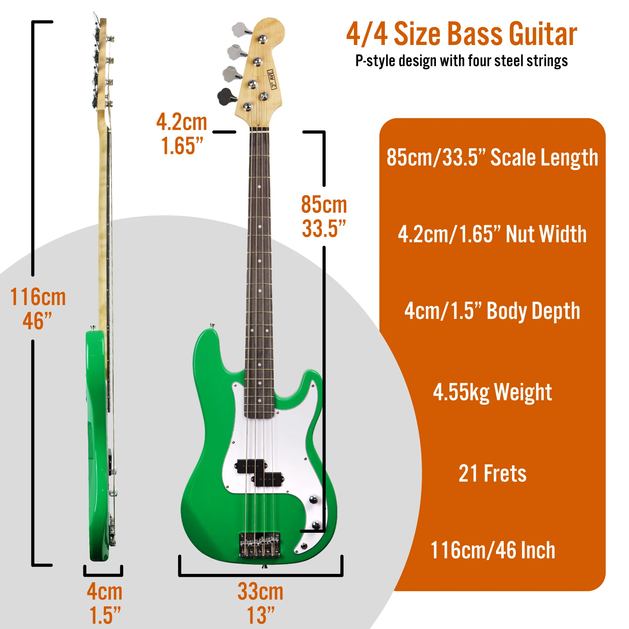 3rd Avenue Electric Bass Guitar Pack - Image 26
