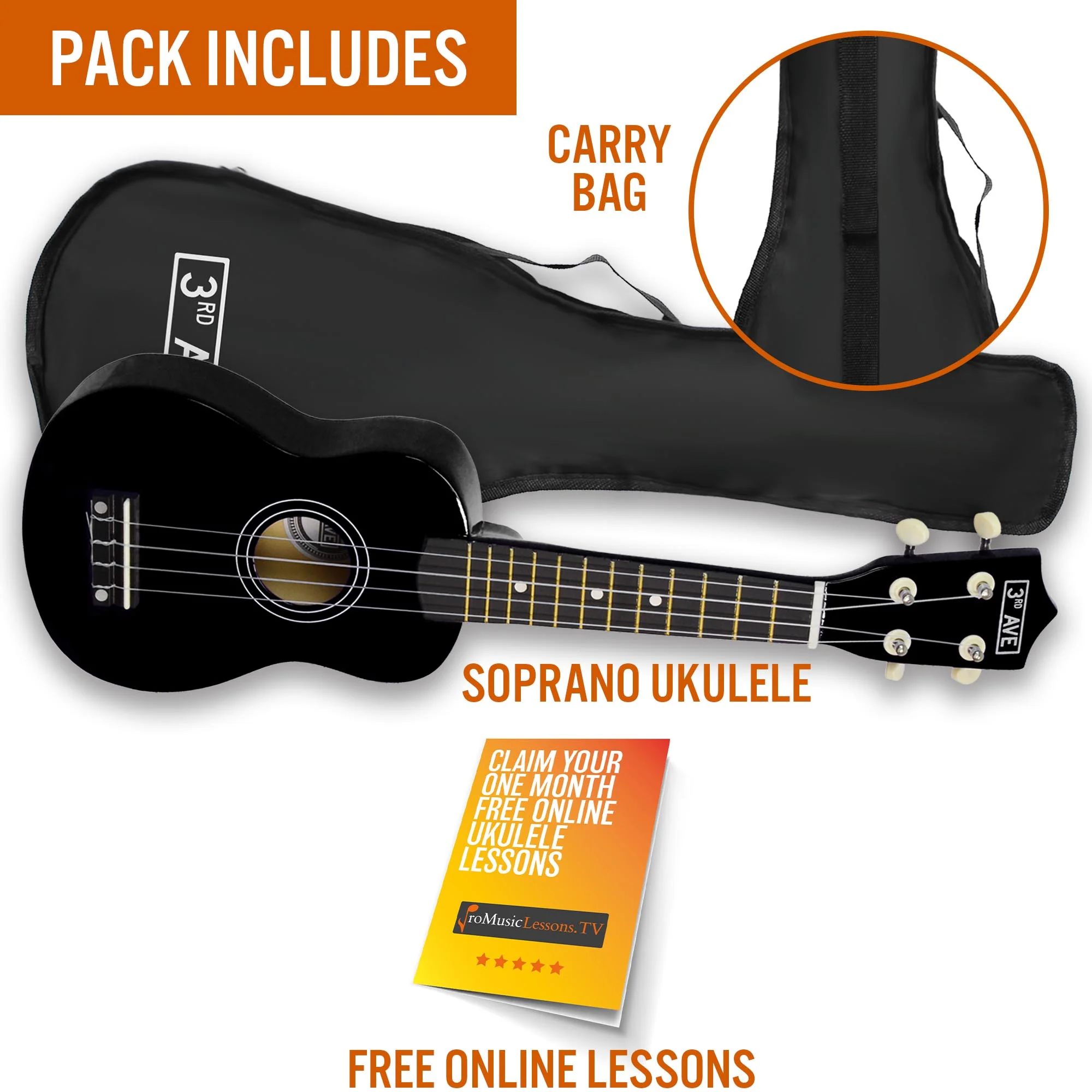 3rd Avenue Soprano Ukulele with Bag - Image 19