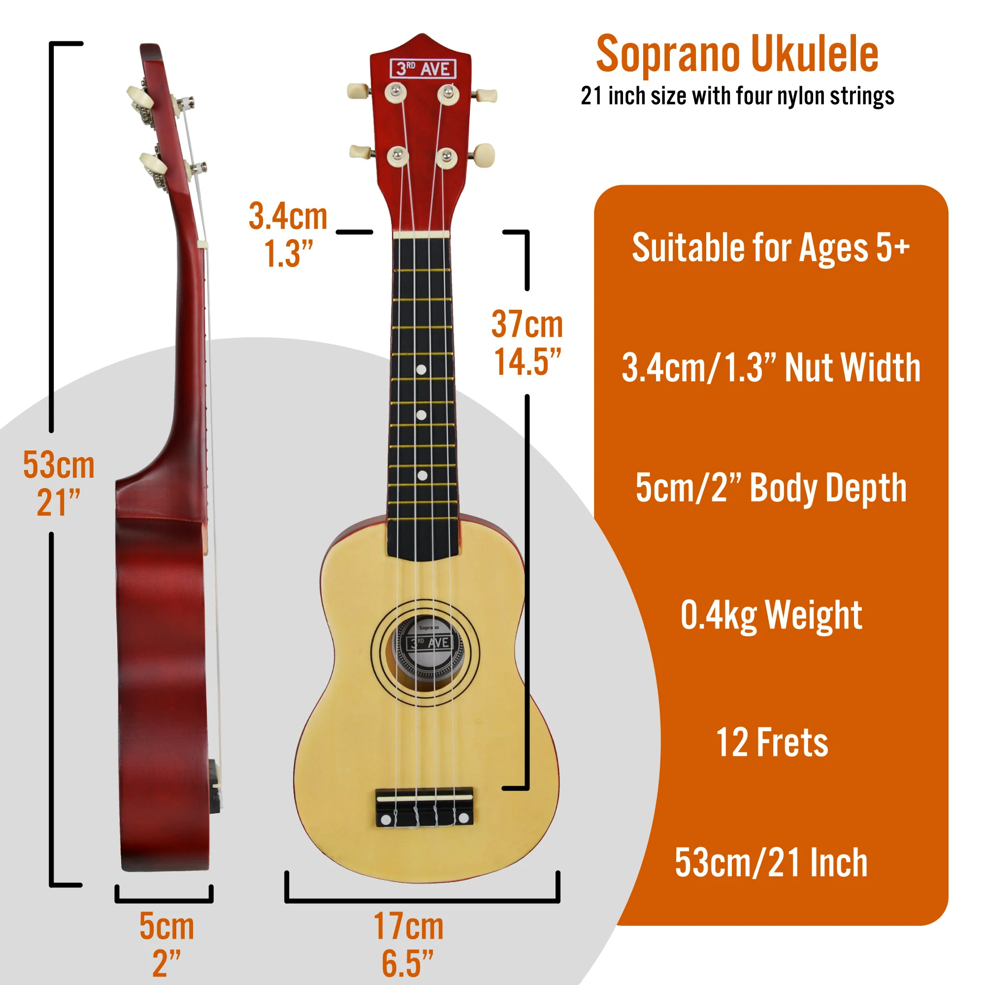 3rd Avenue Soprano Ukulele with Bag - Image 23