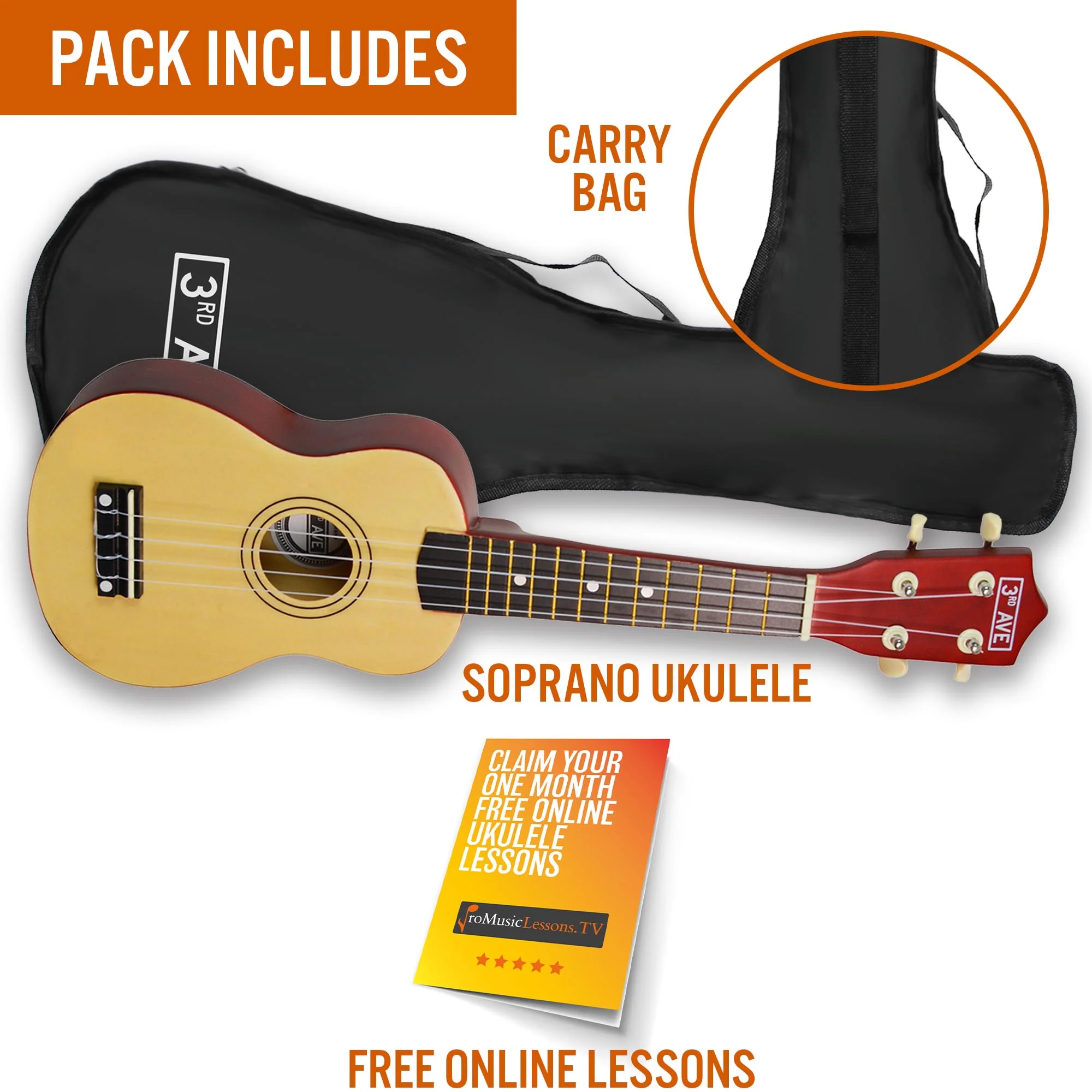 3rd Avenue Soprano Ukulele with Bag - Image 24