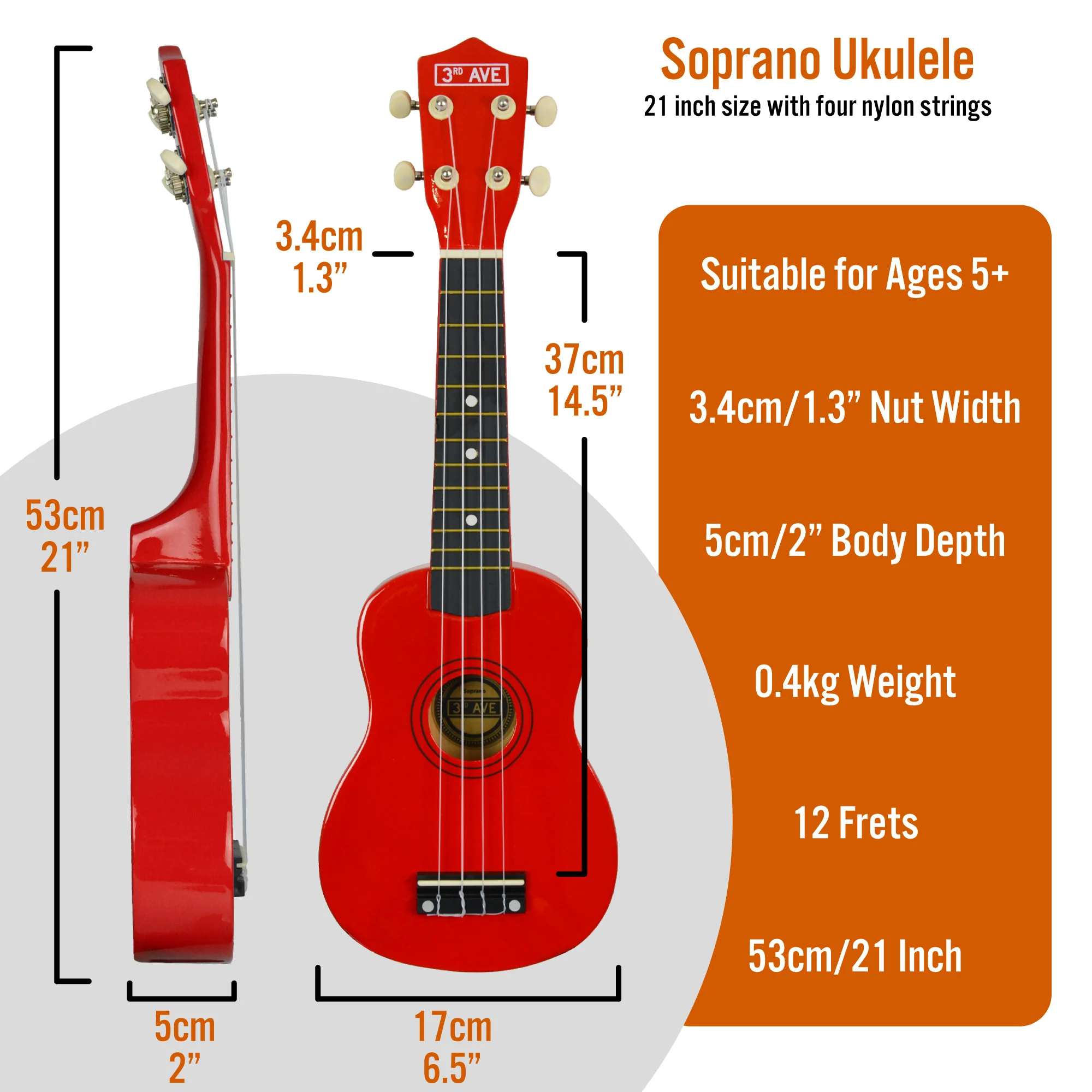 3rd Avenue Soprano Ukulele with Bag - Image 33