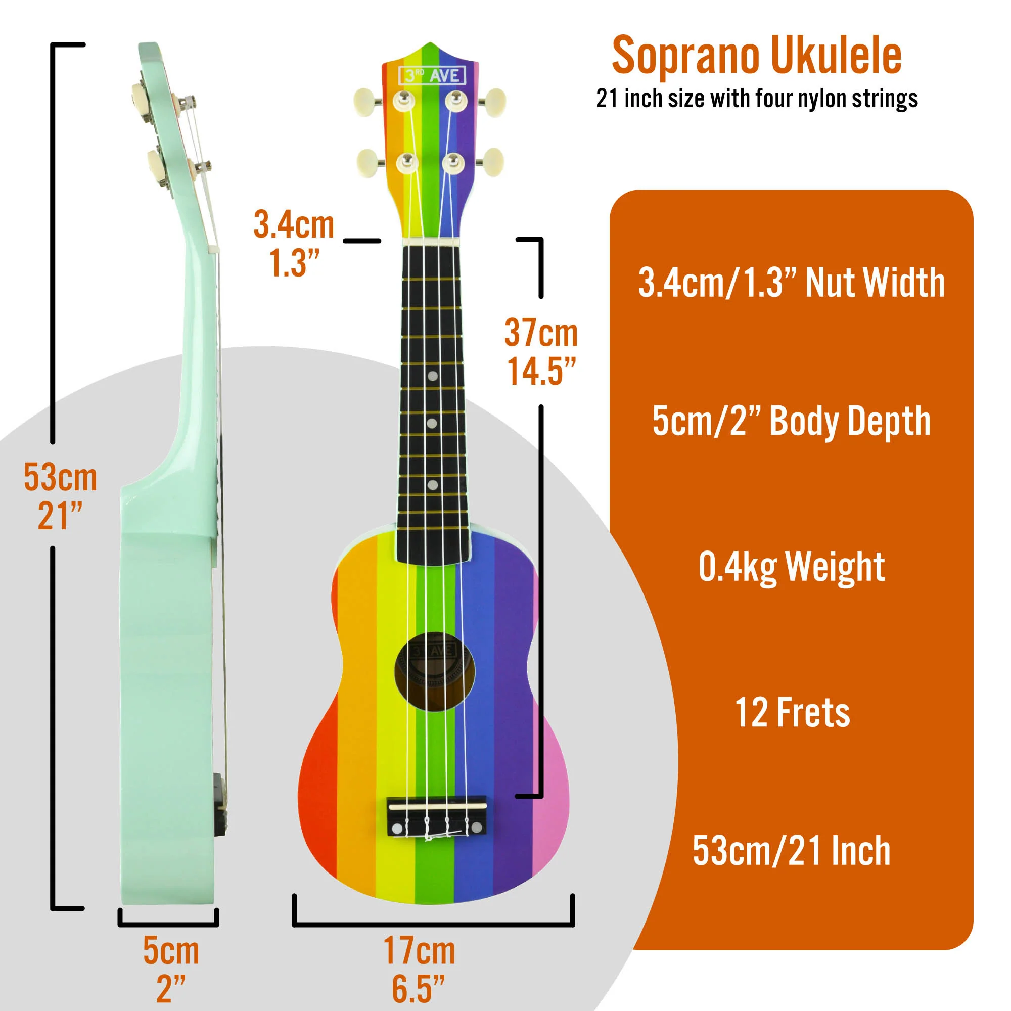 3rd Avenue Soprano Ukulele with Bag - Image 8