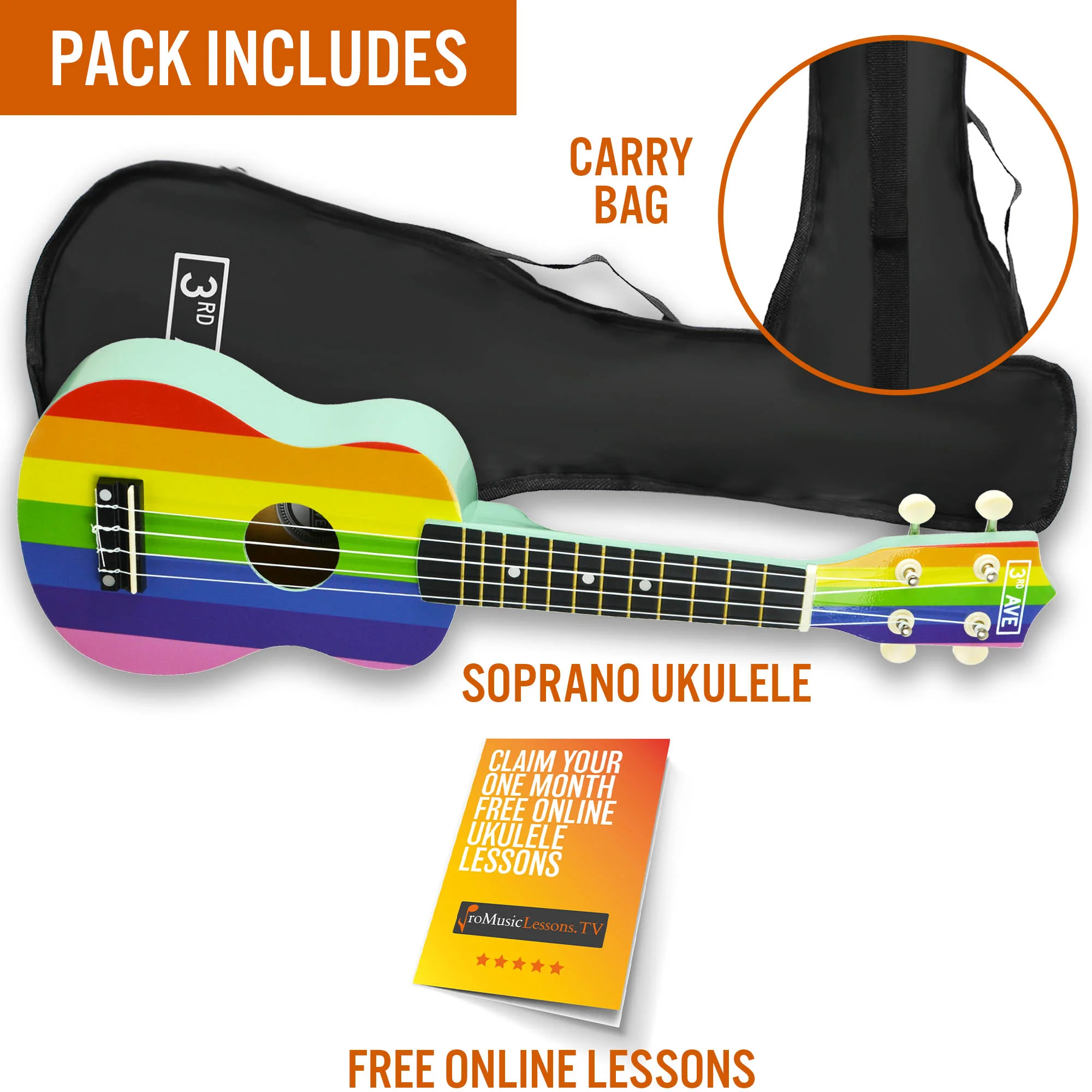 3rd Avenue Soprano Ukulele with Bag - Image 9