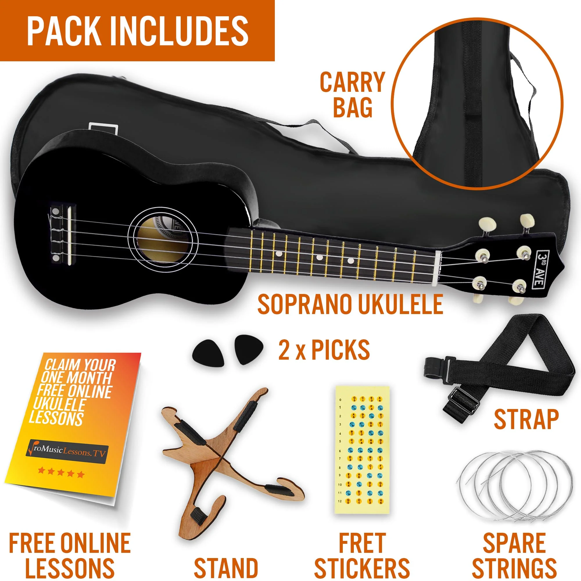 3rd Avenue Soprano Ukulele Starter Pack - Image 17