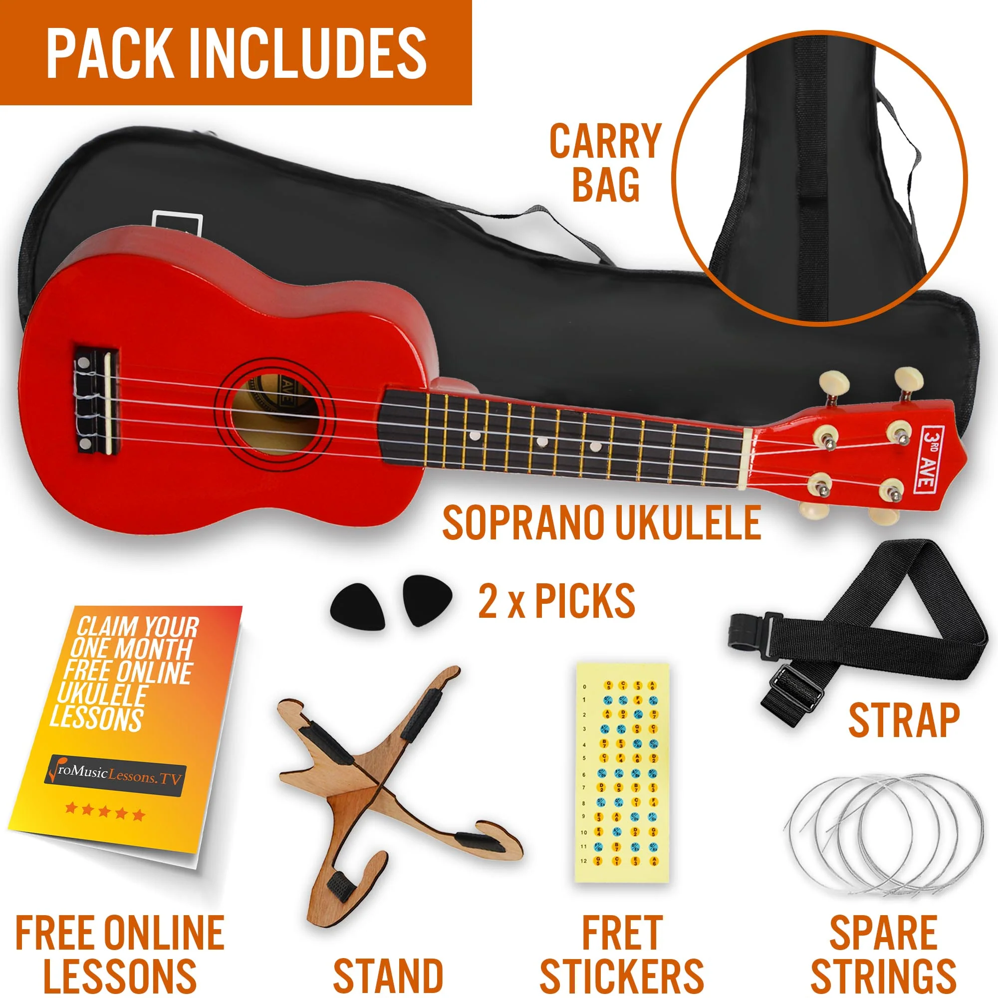 3rd Avenue Soprano Ukulele Starter Pack - Image 27