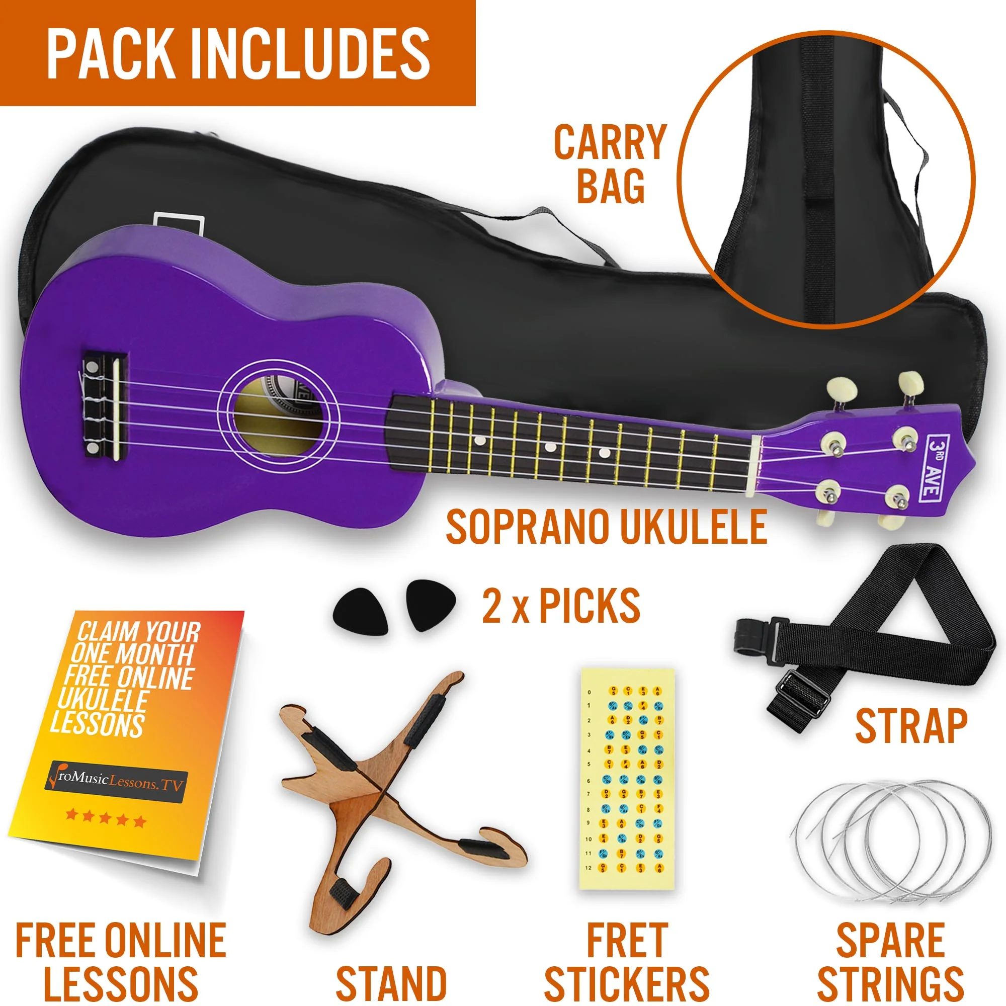 3rd Avenue Soprano Ukulele Starter Pack - Image 7