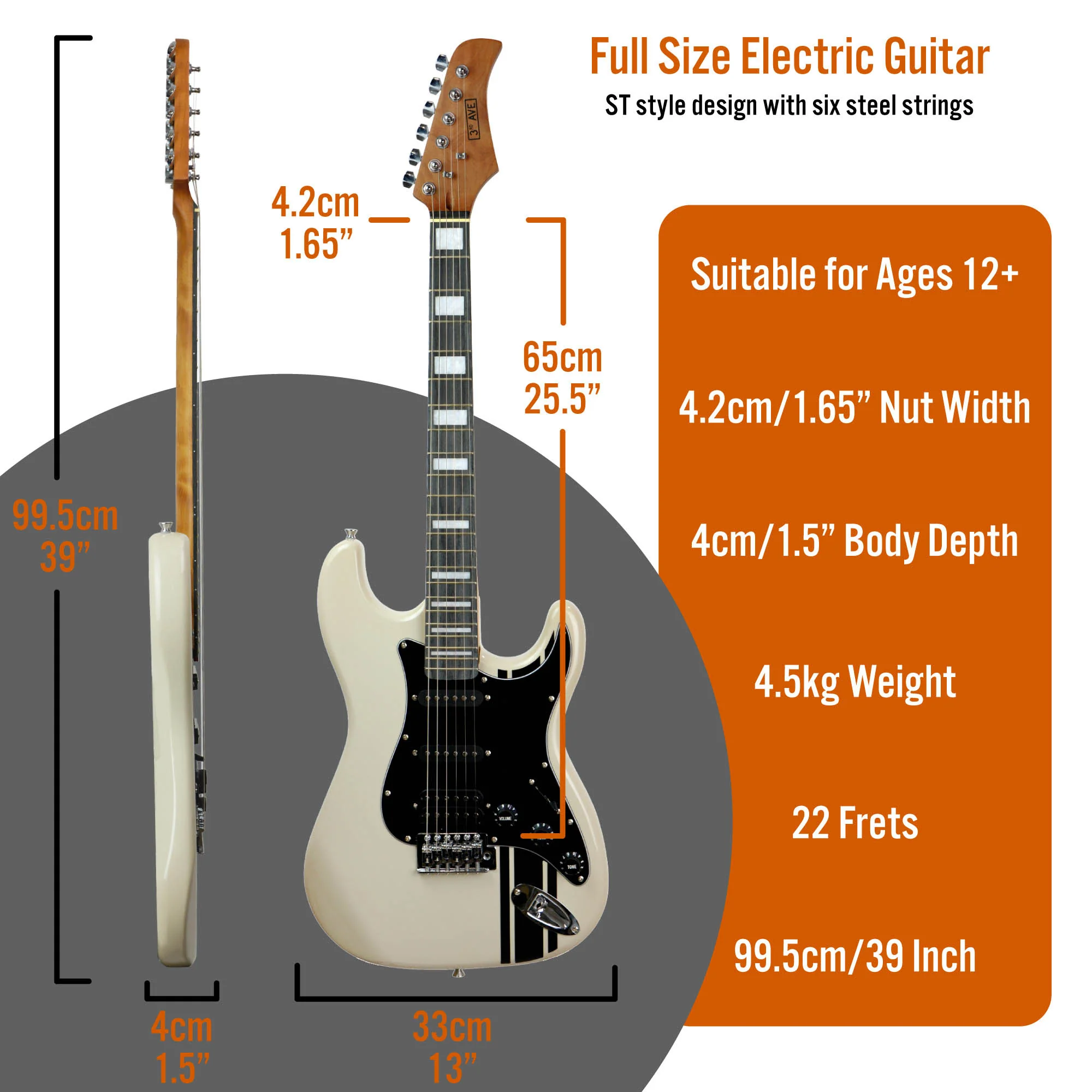3rd Avenue Stateside Series Electric Guitar Pack - Atlantic White - Image 2