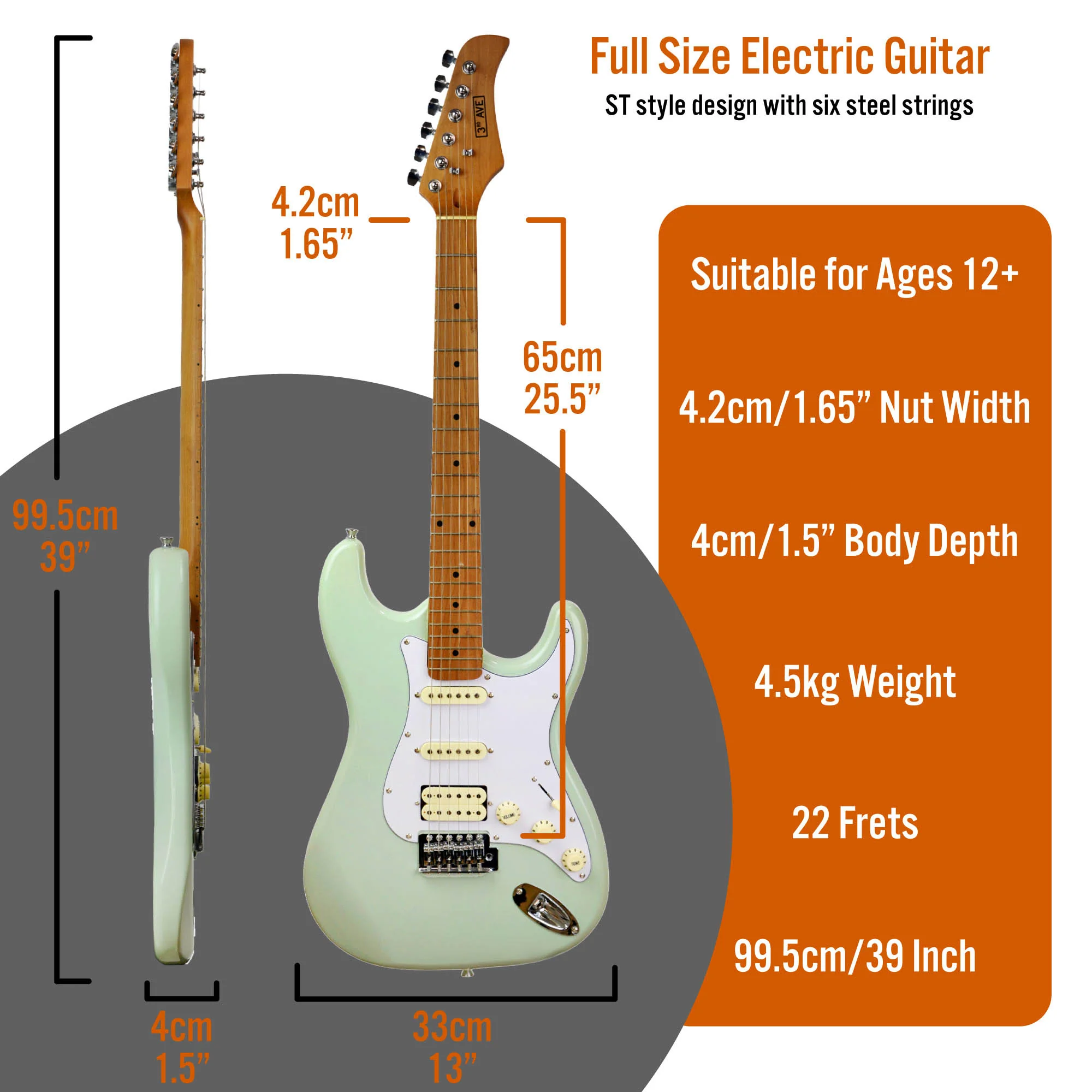 3rd Avenue Stateside Series Electric Guitar Pack - Liberty Green - Image 2