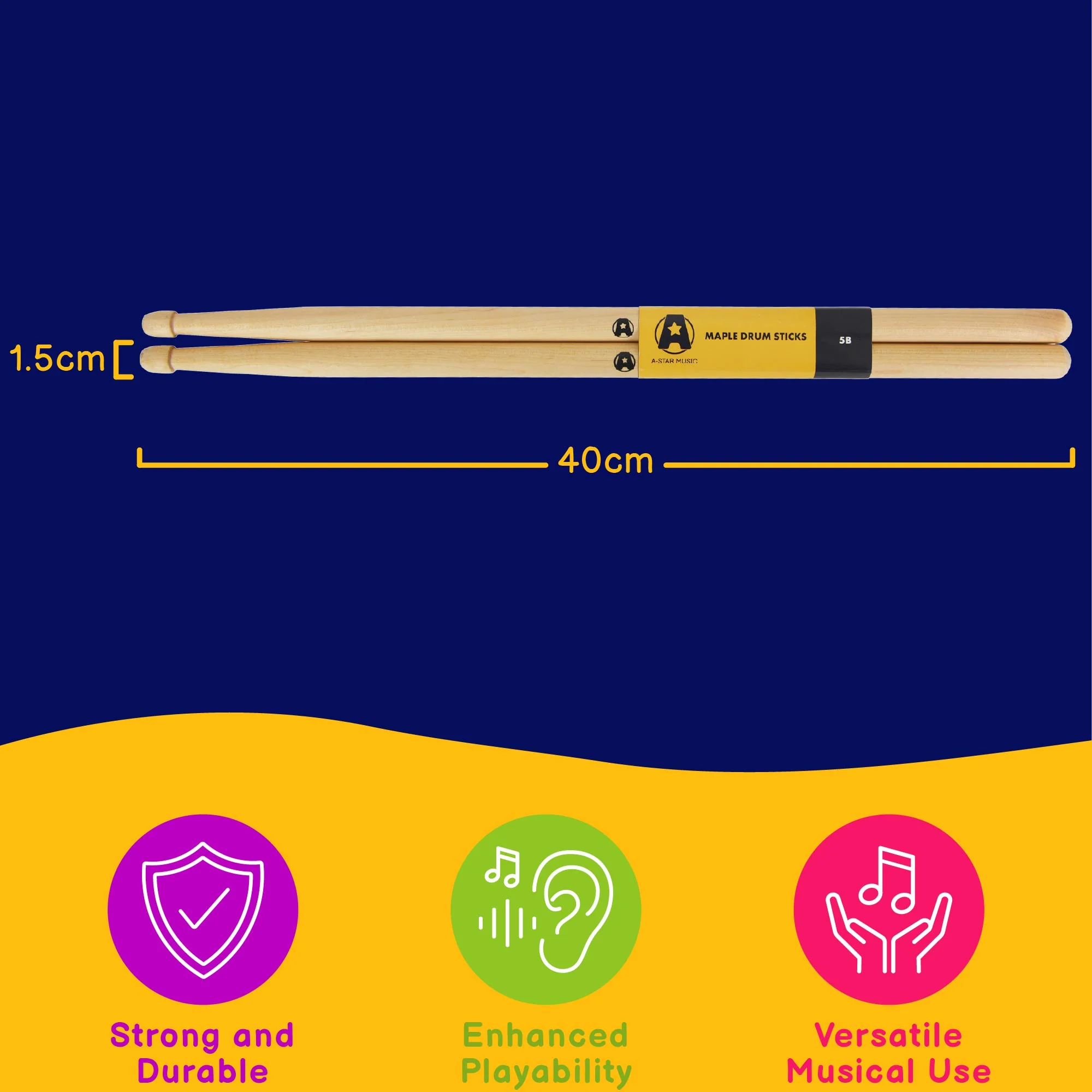 A-Star 5B Maple Drum Sticks - Image 3