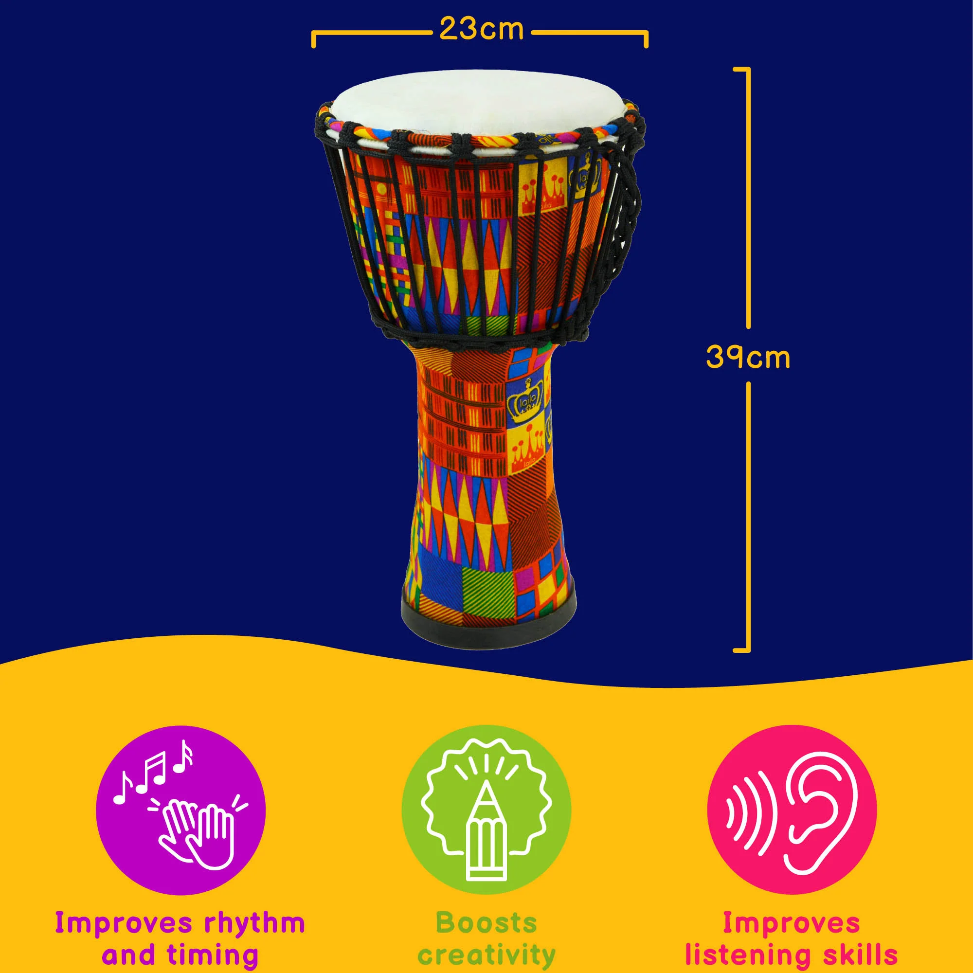 A-Star 8 inch Rope Tuned Lightweight Djembe Drum - Image 3